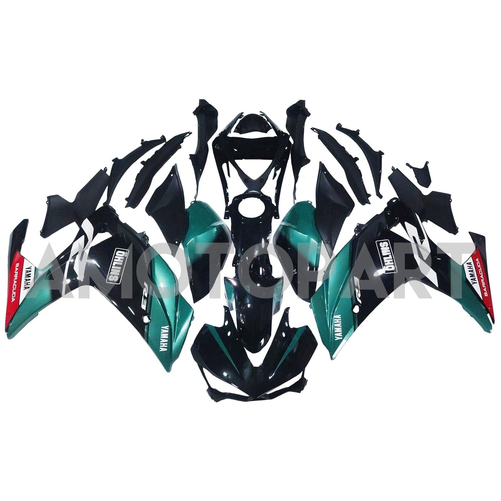 AMOTOTART YZF-R3 2014-2018 R25 2015-2017 Kit de carenagem Blue e Black Yamaha Blue & Black