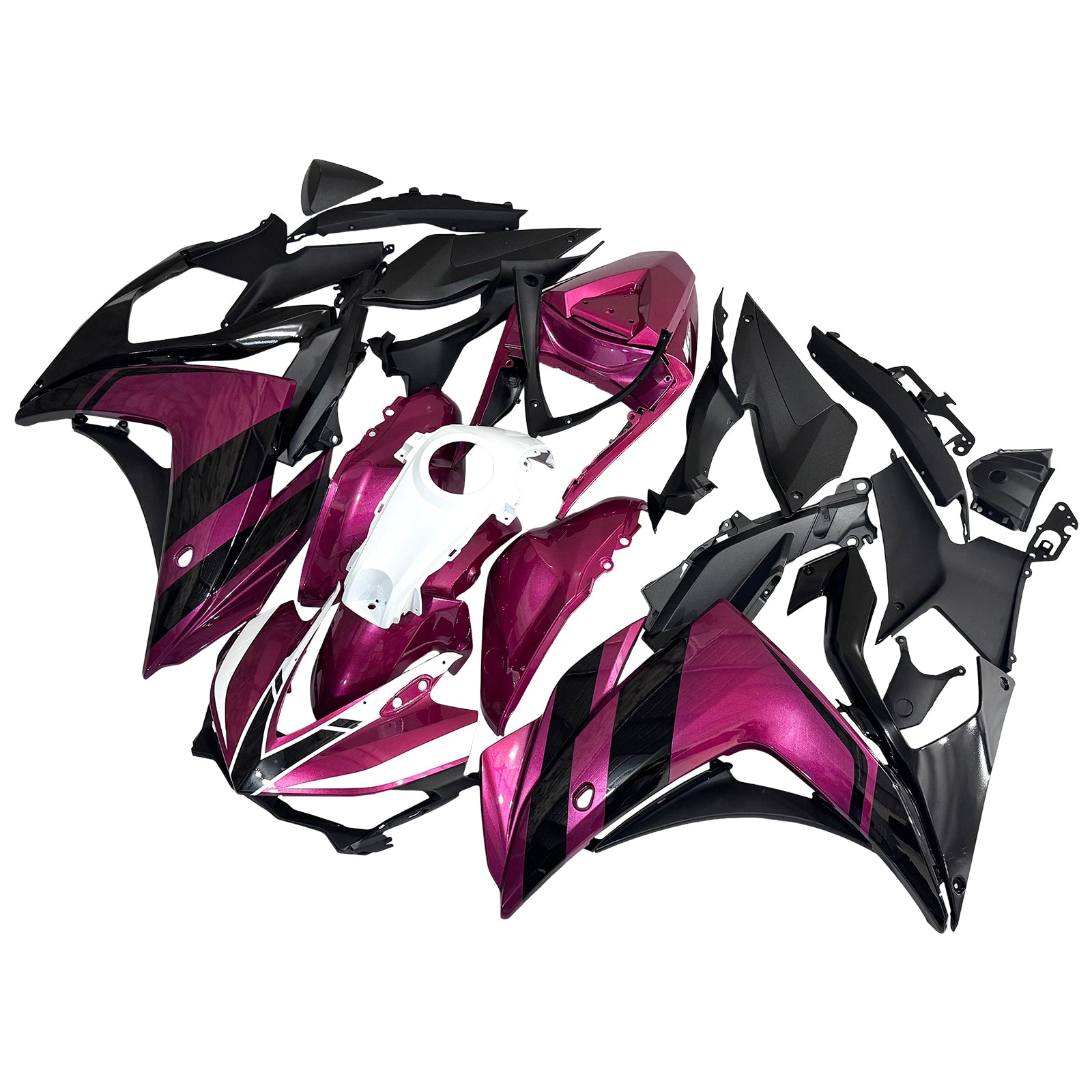 Amotopart Yamaha 2014-2018 YZF R3 2015-2017 YZF R25 Pink Black Fairing Kit
