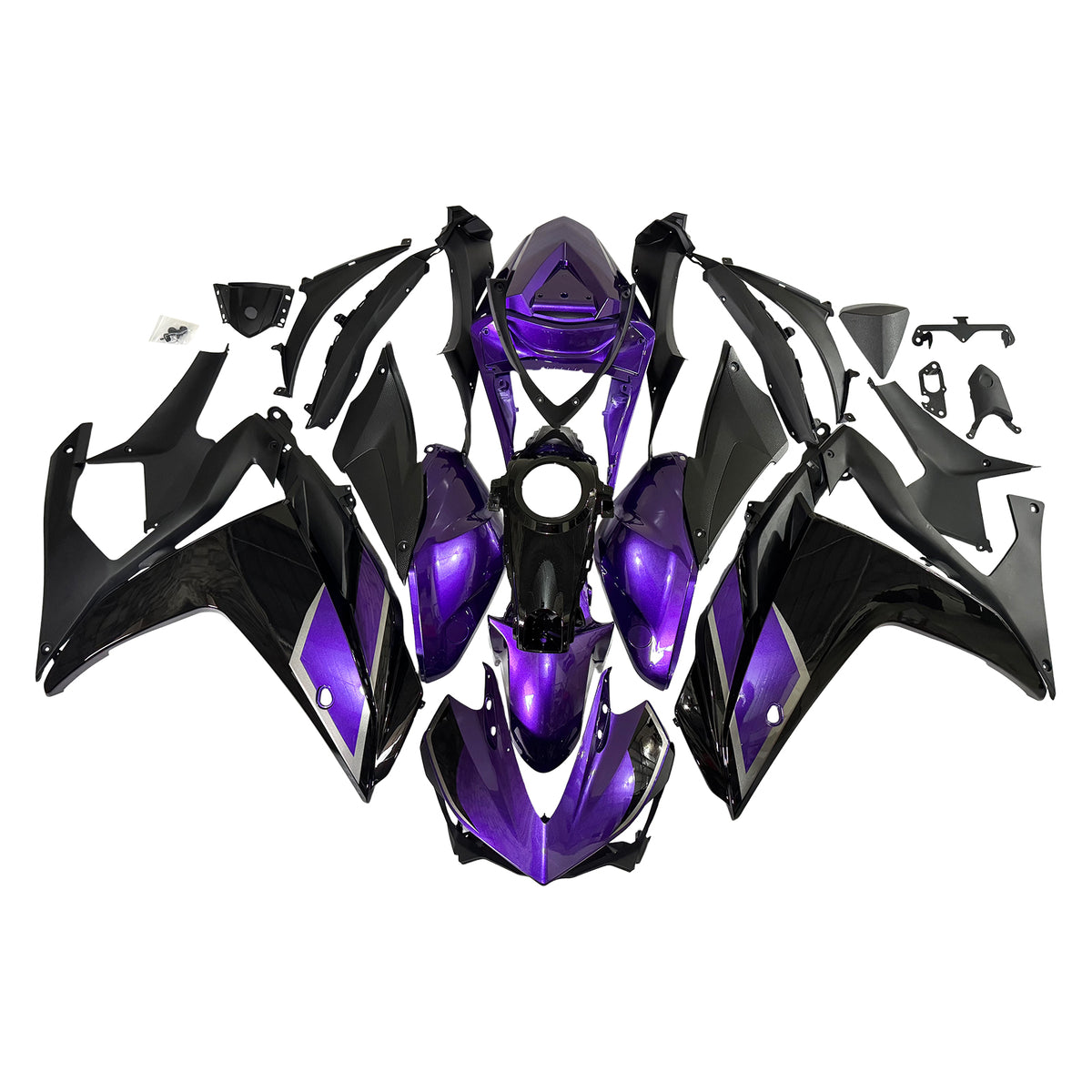 Amotopart Yamaha 2014-2018 YZF R3 2015-2017 YZF R25 Púrpura & Kit de carenado negro