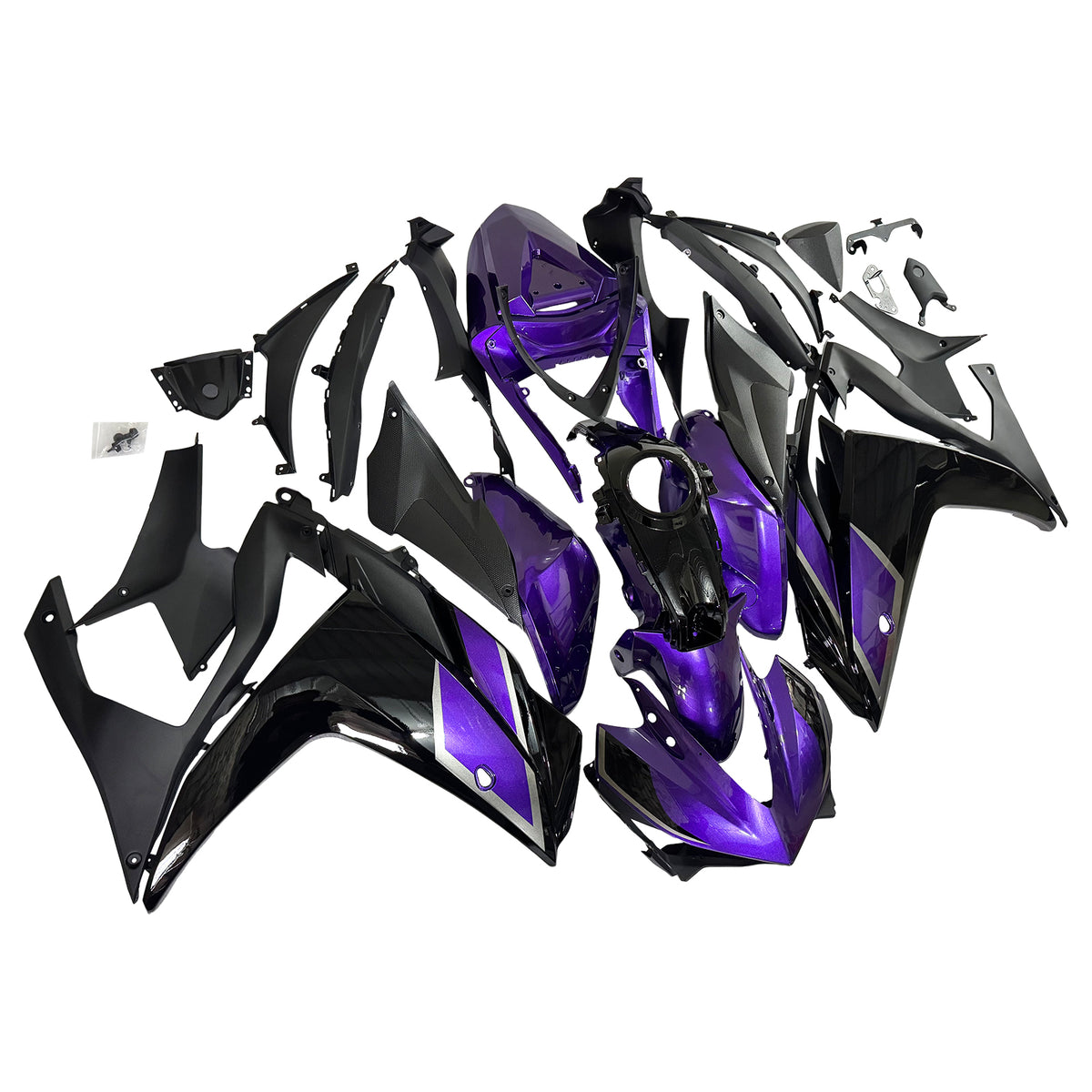 Amotopart Yamaha 2014-2018 YZF R3 2015-2017 YZF R25 Purple & Black Fairing Kit