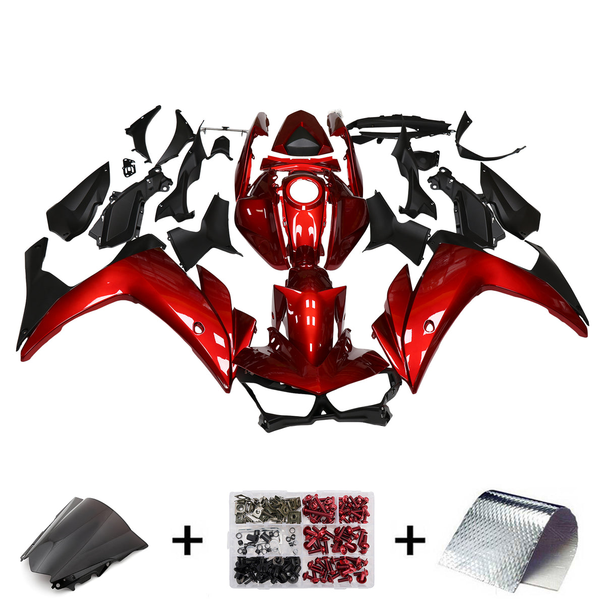 Kit de carenagem vermelha Amotopart 2014-2018 Yamaha YZF-R3 R25