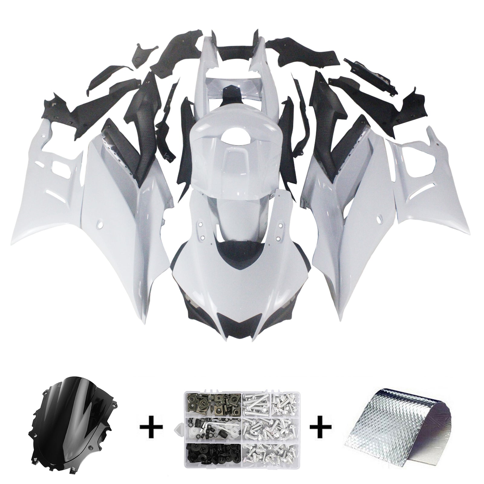 Amotopart 2019-2021 Yamaha YZF-R3 R25 Kit de carenado blanco