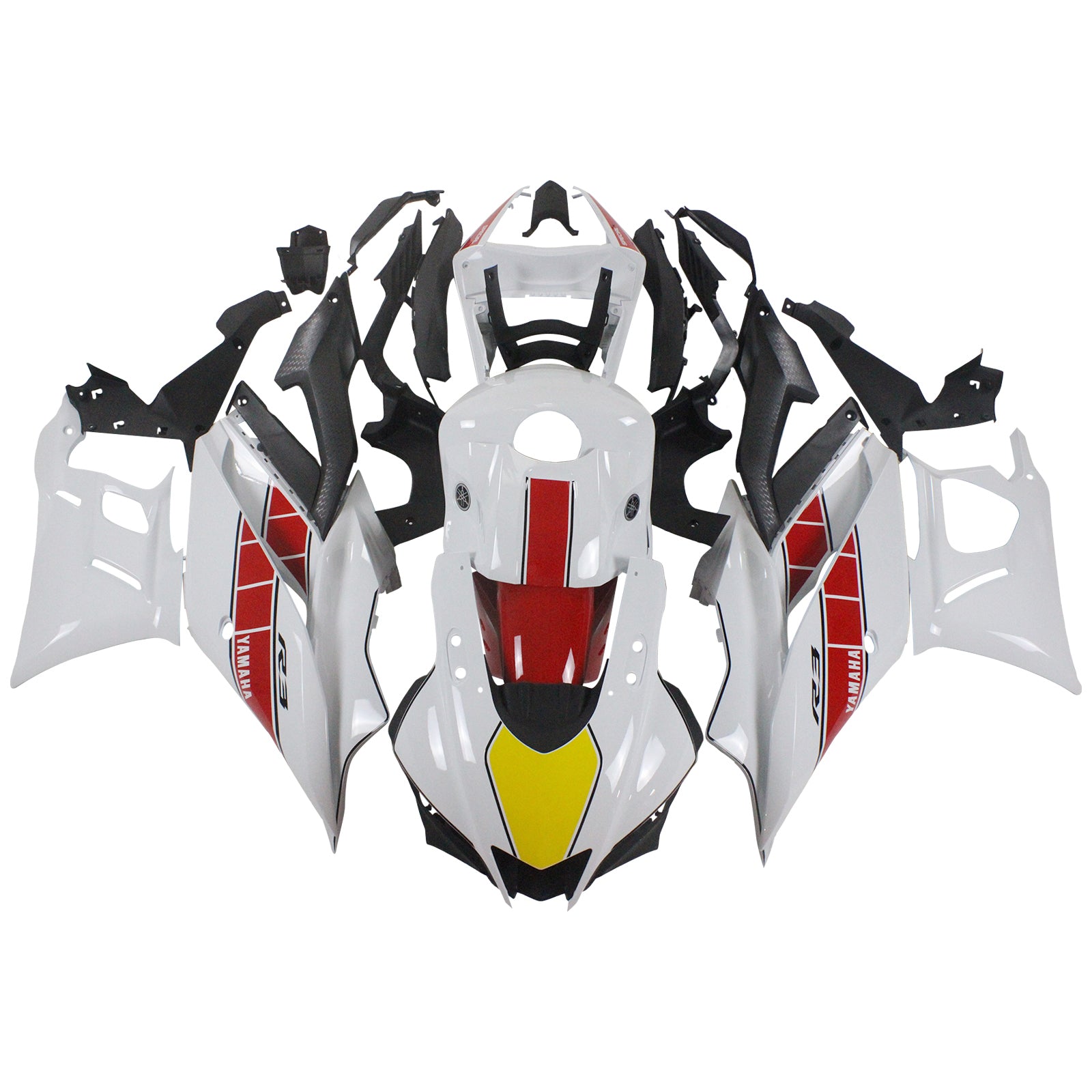 Amotopart Yamaha 2019-2021 YZF R3/YZF R25 White Red Fairing Kit