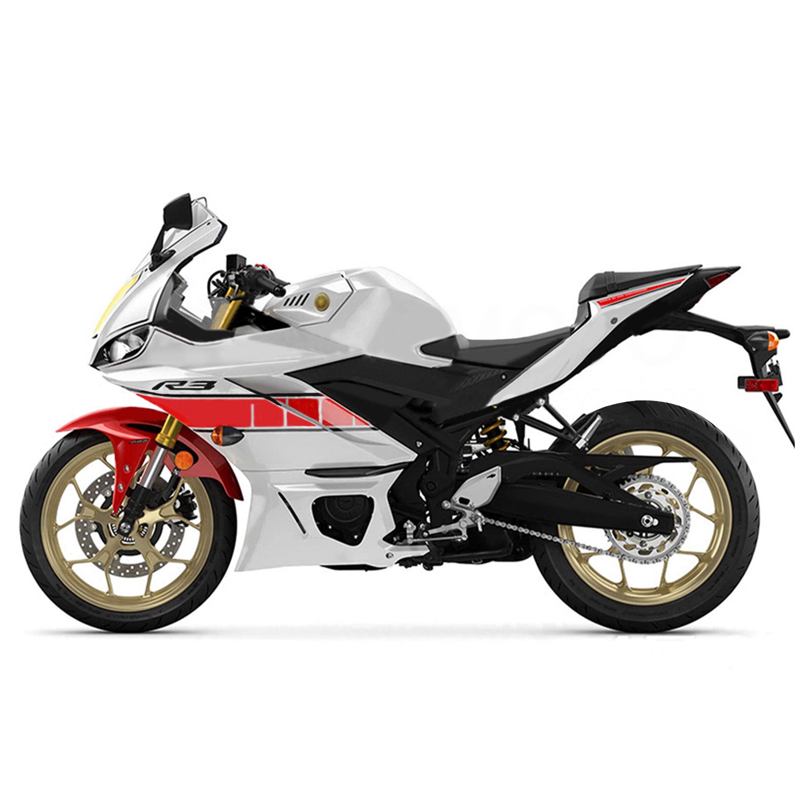 Amotopart Yamaha 2019-2021 YZF R3/YZF R25 White Red Fairing Kit