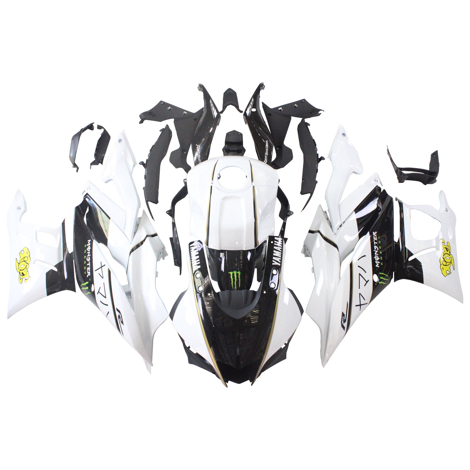 Amotopart Yamaha 2019-2021 YZF R3/YZF R25 Black White Fairing Kit