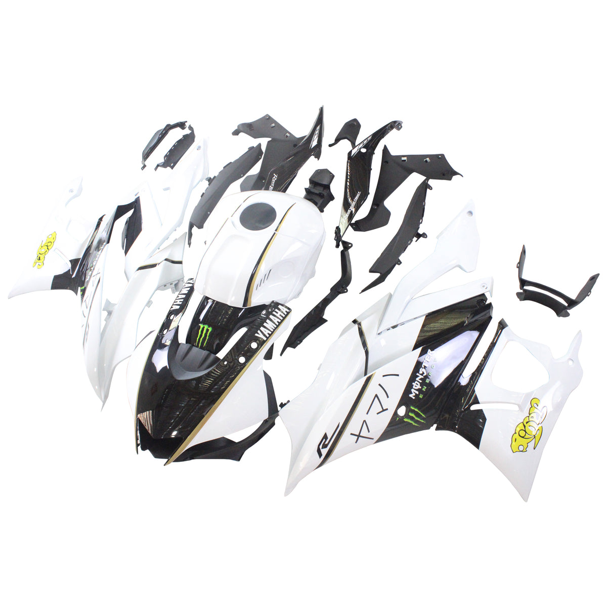 Amotopart Yamaha 2019-2021 YZF R3/YZF R25 Black White Fairing Kit