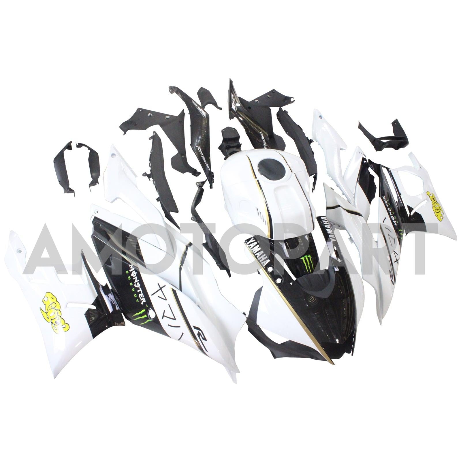 Amotopart Yamaha 2019-2021 YZF R3/YZF R25 Black White Fairing Kit