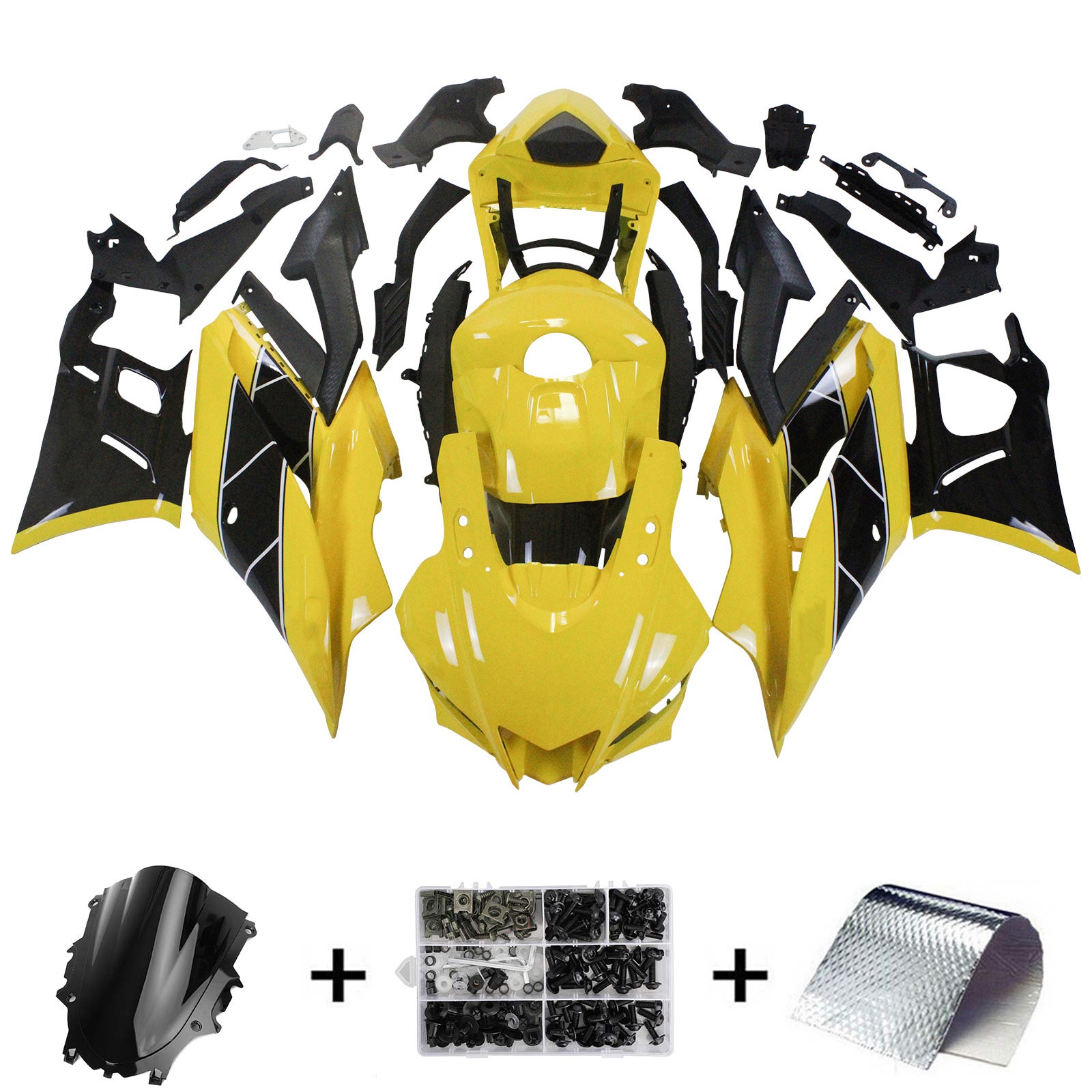 Amotopart Yamaha 2019-2021 YZF R3/YZF R25 Žlutá černá kapotáž