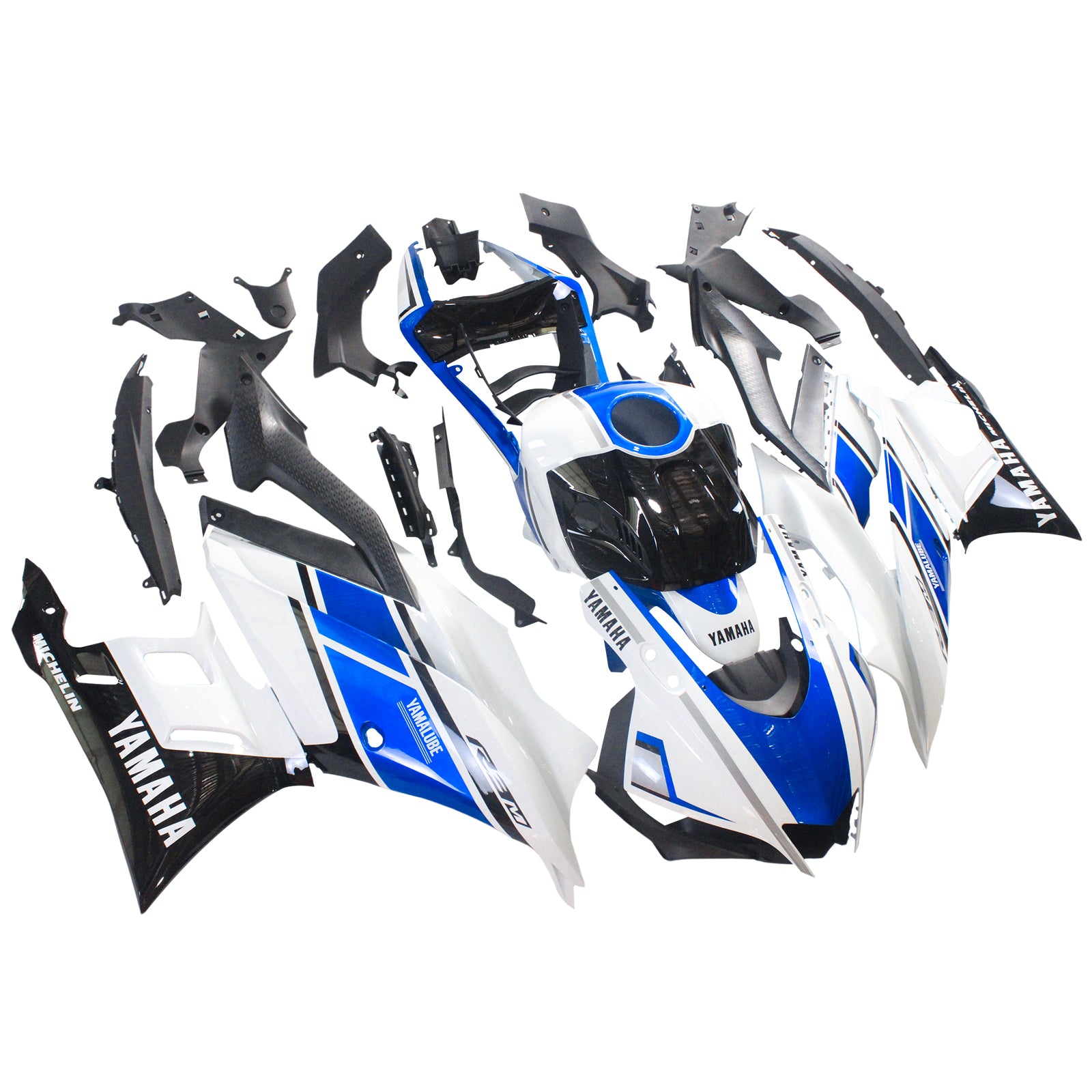 Amotopart Yamaha 2019-2021 YZF R3/YZF R25 Blue&amp;White Style3 Verkleidungsset