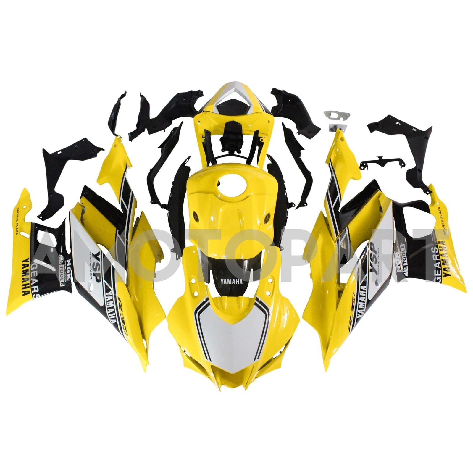 Amotopart Yamaha 2019-2021 YZF R3/YZF R25 Yellow Black White Fairing Kit