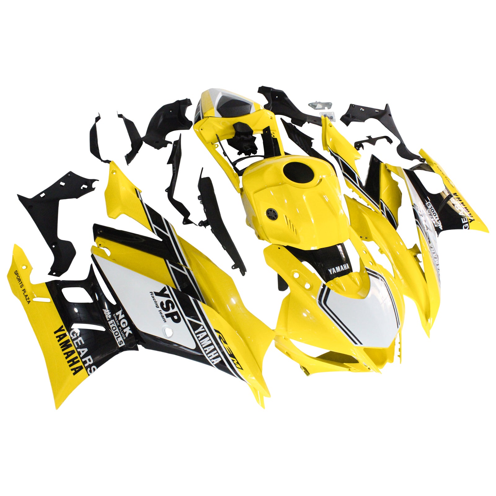 Amotopart Yamaha 2019-2021 YZF R3/YZF R25 Yellow Black White Fairing Kit