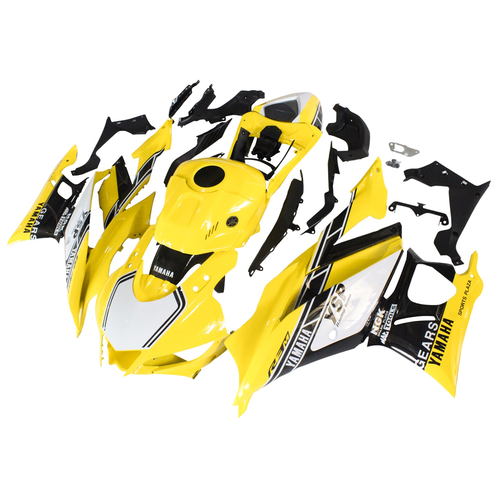 Amotopart Yamaha 2019-2021 YZF R3/YZF R25 Yellow Black White Fairing Kit