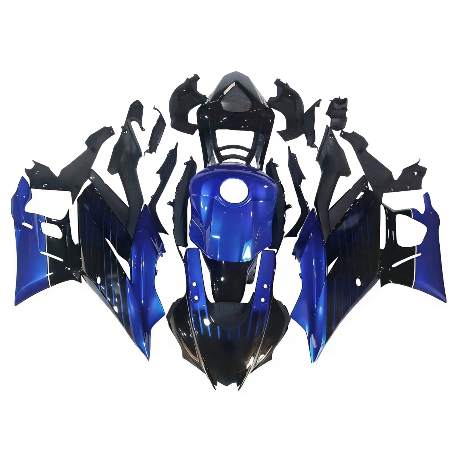 Amotopart Yamaha 2019-2021 YZF R3/YZF R25 Black&Blue Monster Style6 Fairing Kit