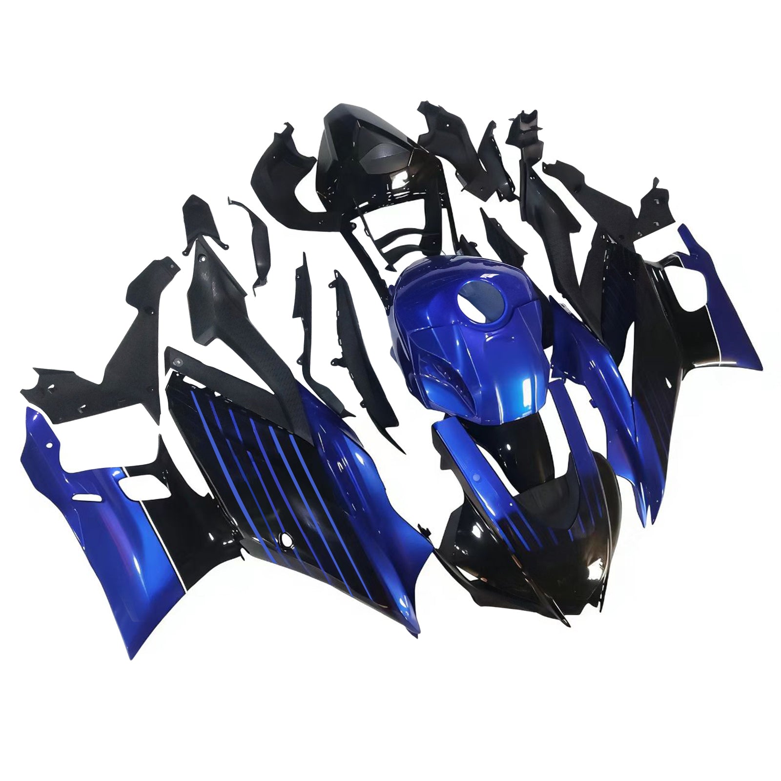 Amotopart Yamaha 2019-2021 YZF R3/YZF R25 Black&Blue Monster Style6 Fairing Kit