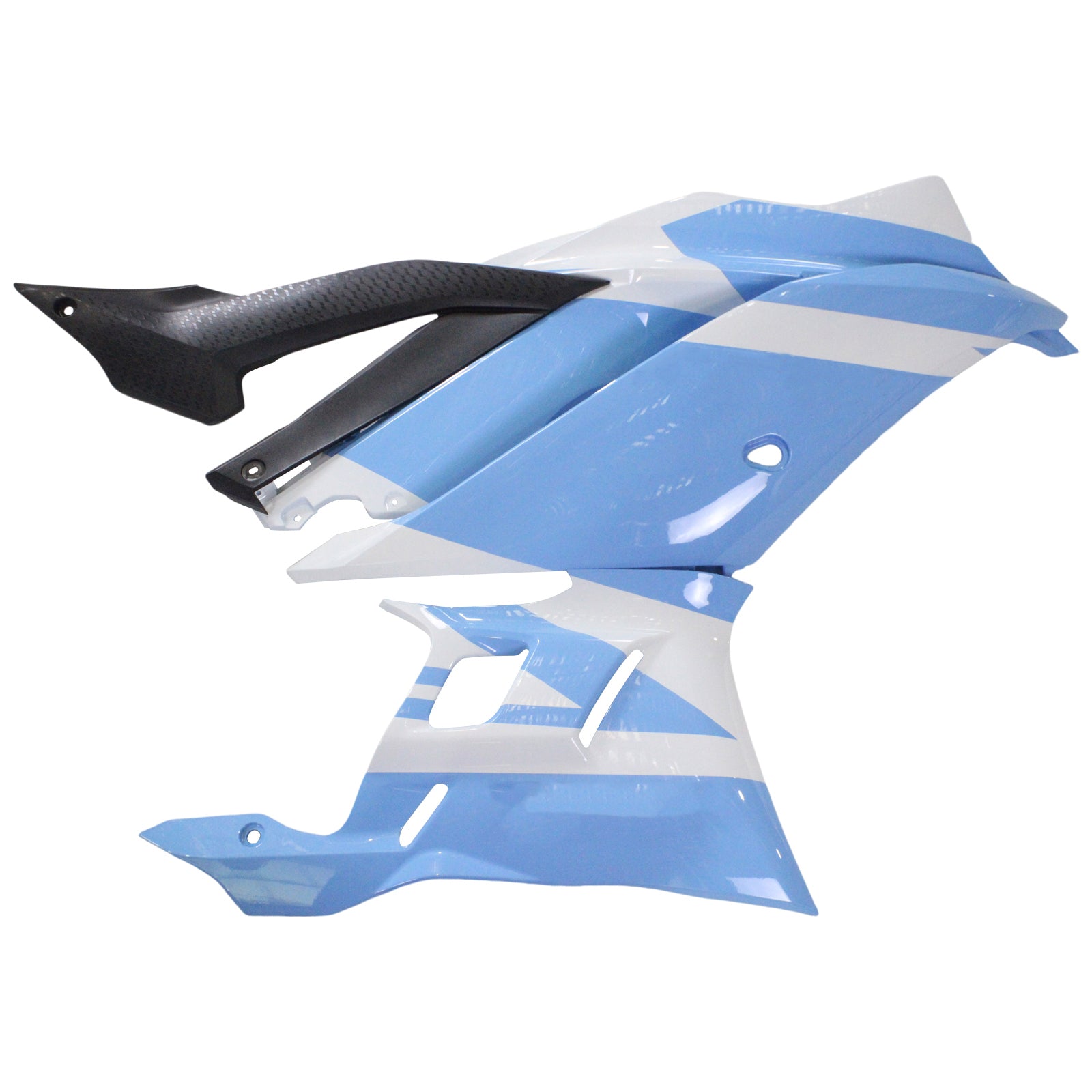 Amotopart Yamaha 2019-2021 YZF R3/YZF R25 Bleu&Kit de carénage blanc Style1