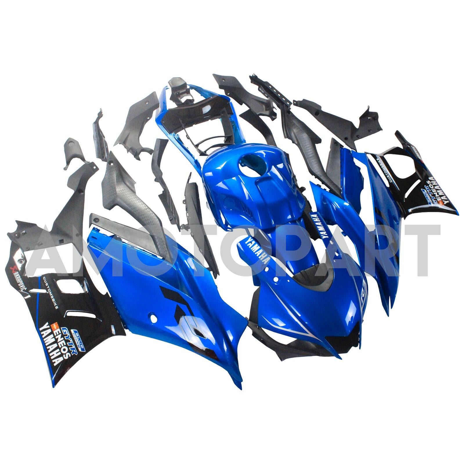 Amotopart Yamaha 2019-2021 YZF R3/YZF R25 Black & Blue Style4 Fairing Kit