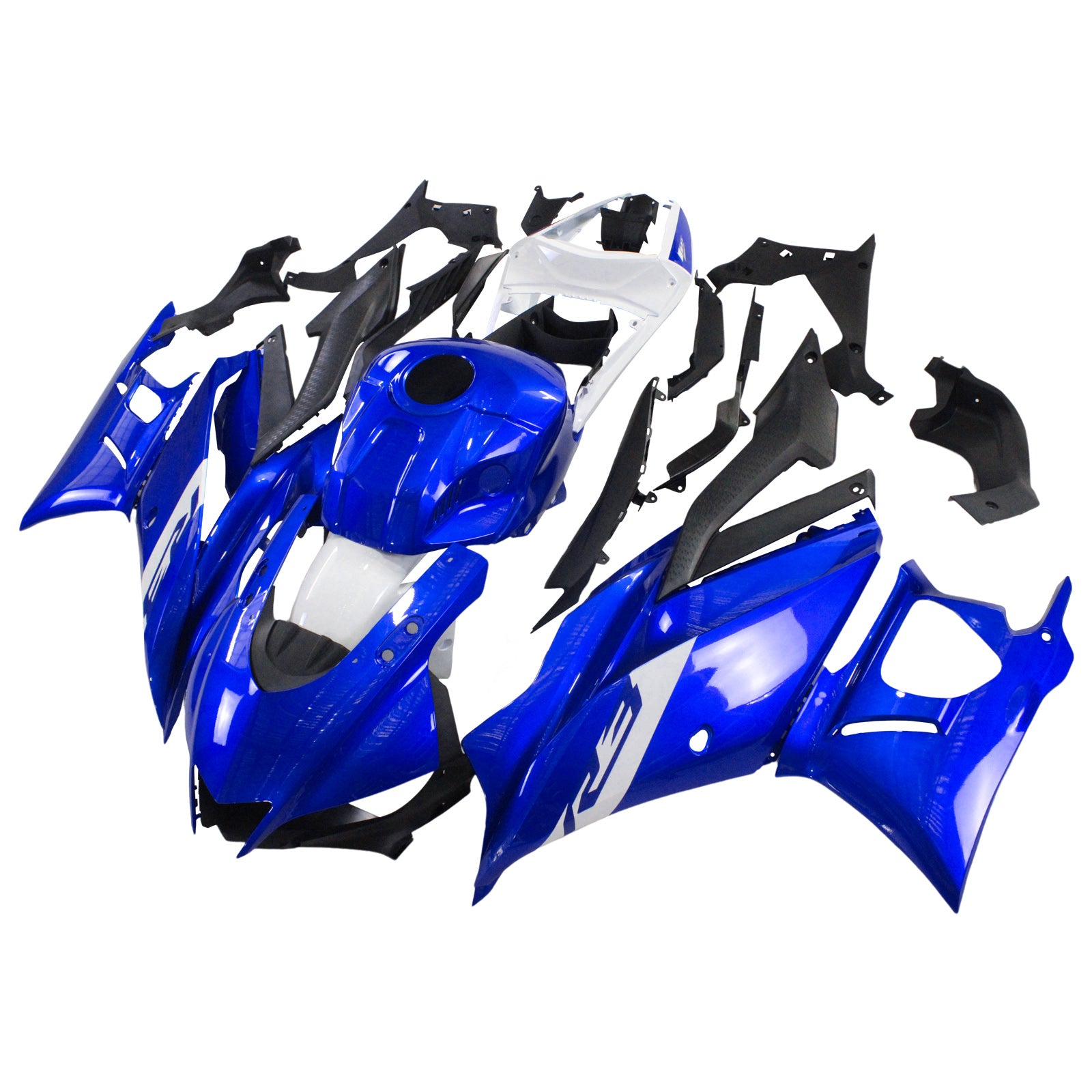 Amotopart Yamaha 2019-2021 YZF R3/YZF R25 Black&Blue Style5 Fairing Kit