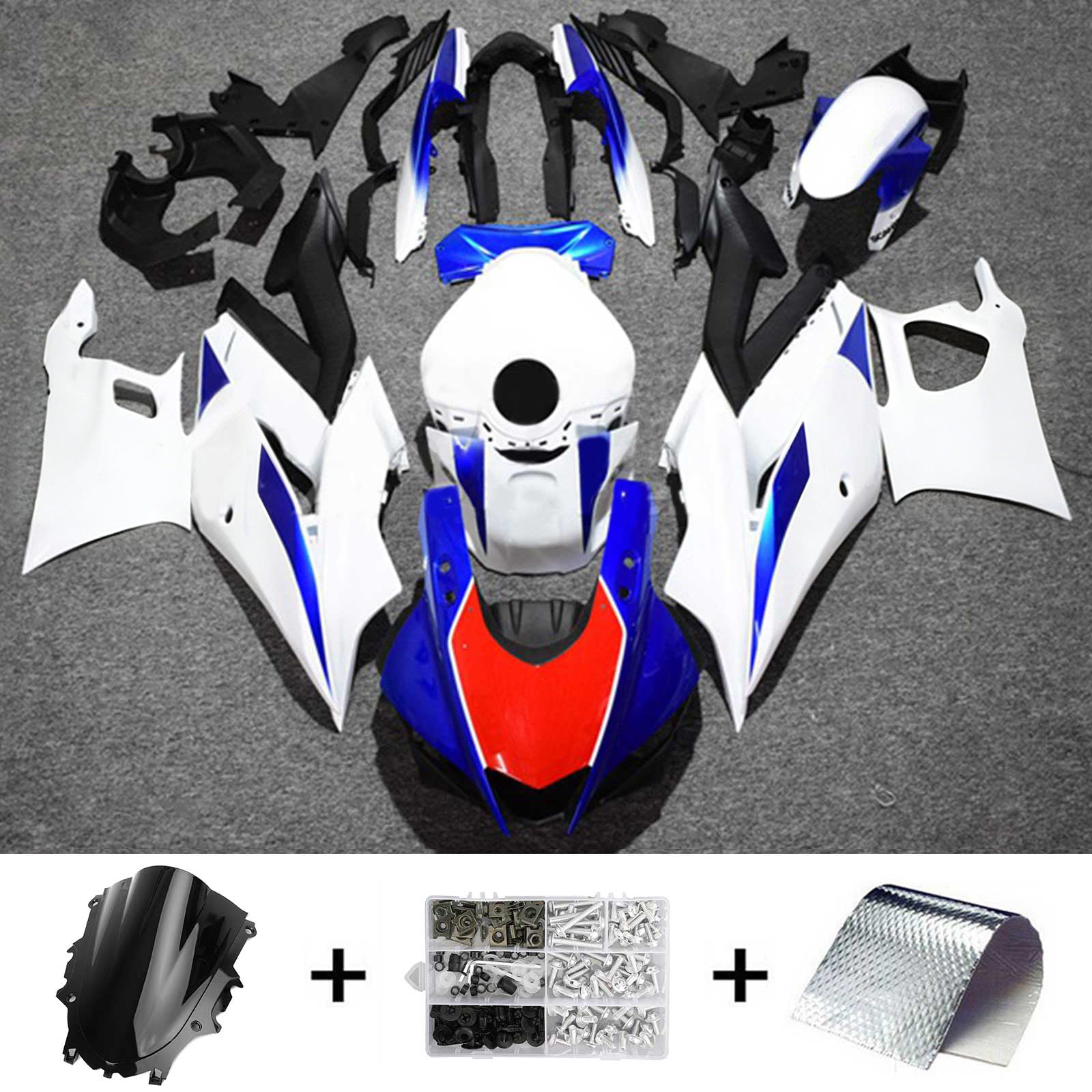 Amotopart Yamaha 2019-2021 YZF R3/YZF R25 Black White Red Fairing Kit