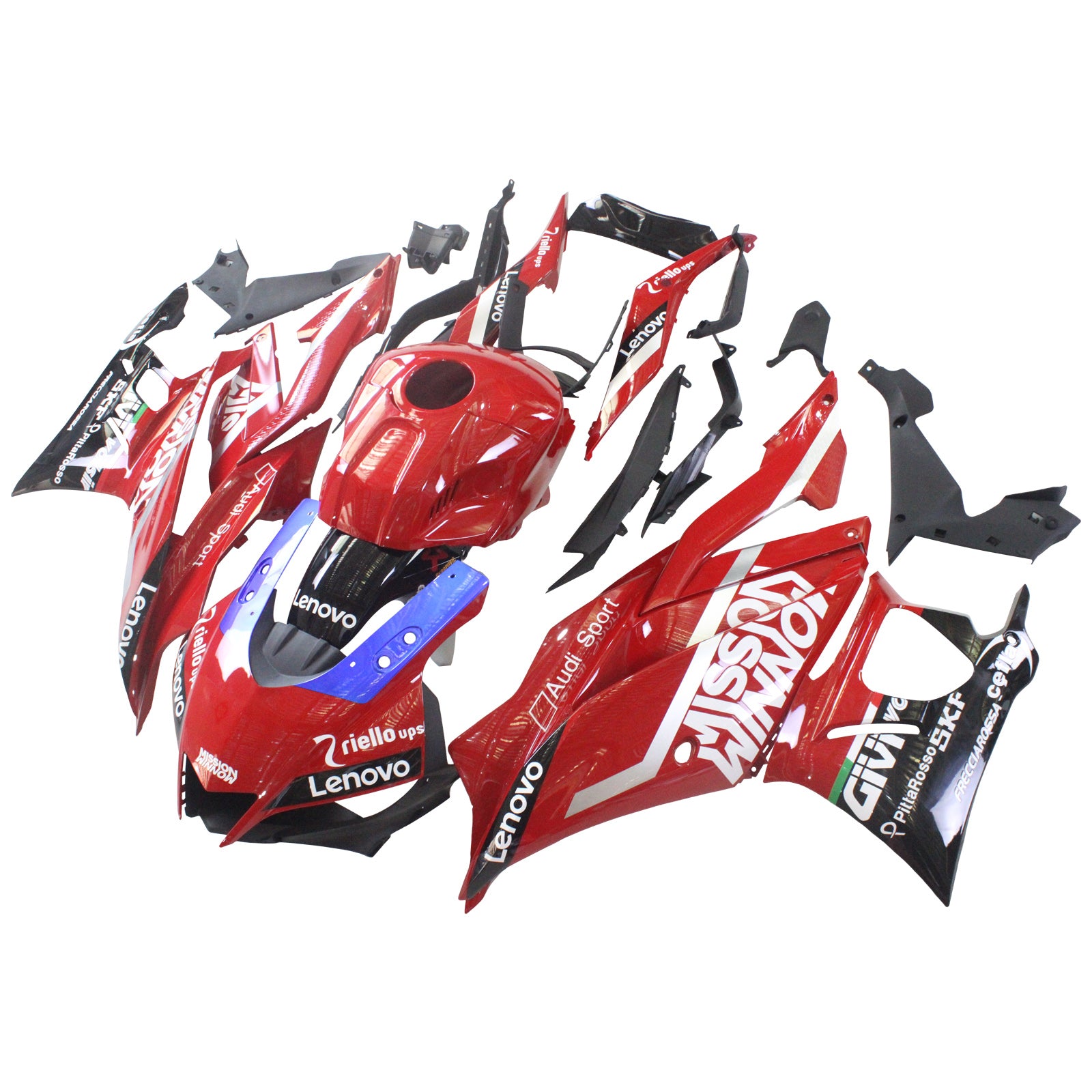 Amotopart Yamaha 2019–2021 YZF R3/YZF R25 Rot & Schwarz Style 1 Verkleidungsset