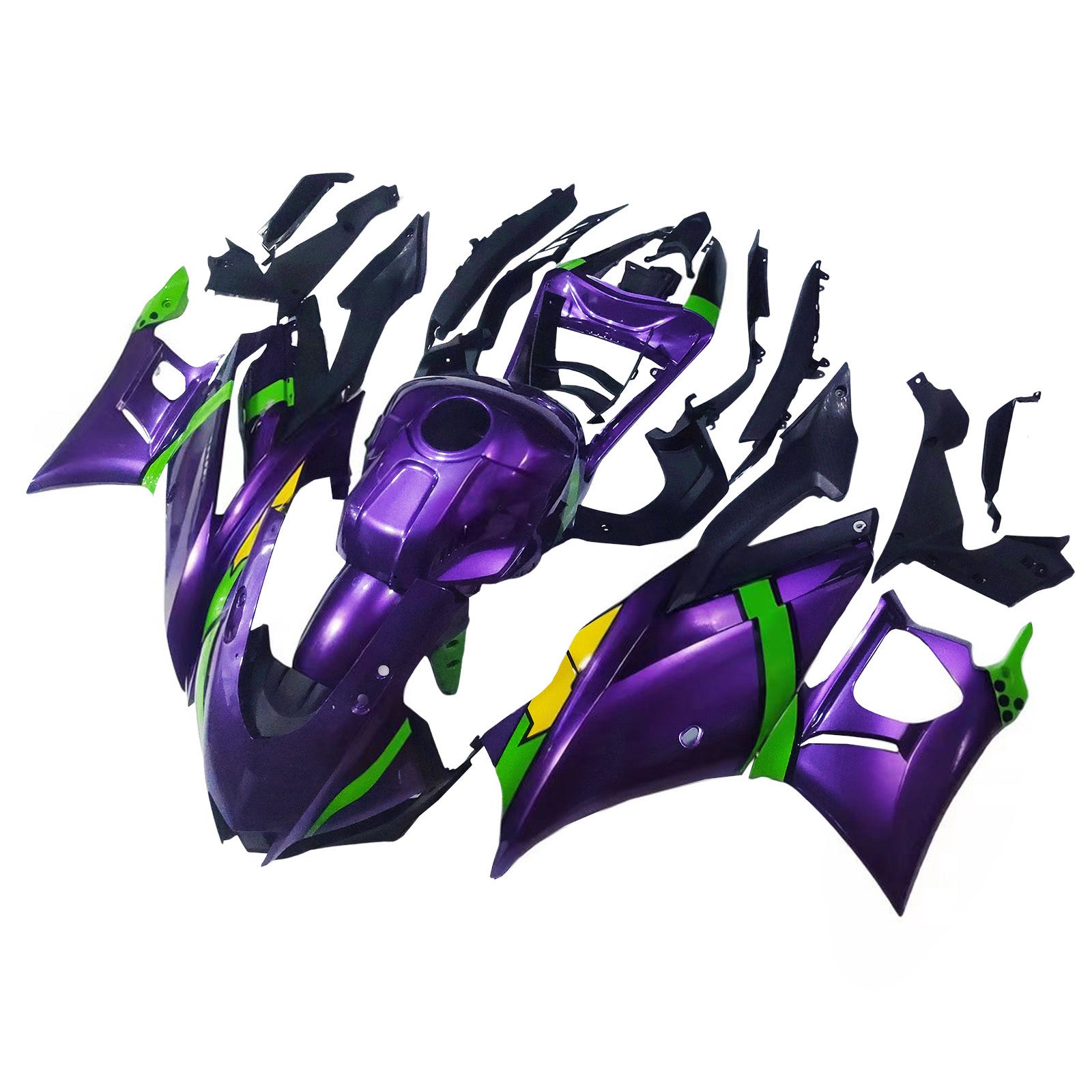 Amotopart Yamaha 2019-2021 YZF R3/YZF R25 Purple & Green Fairing Kit