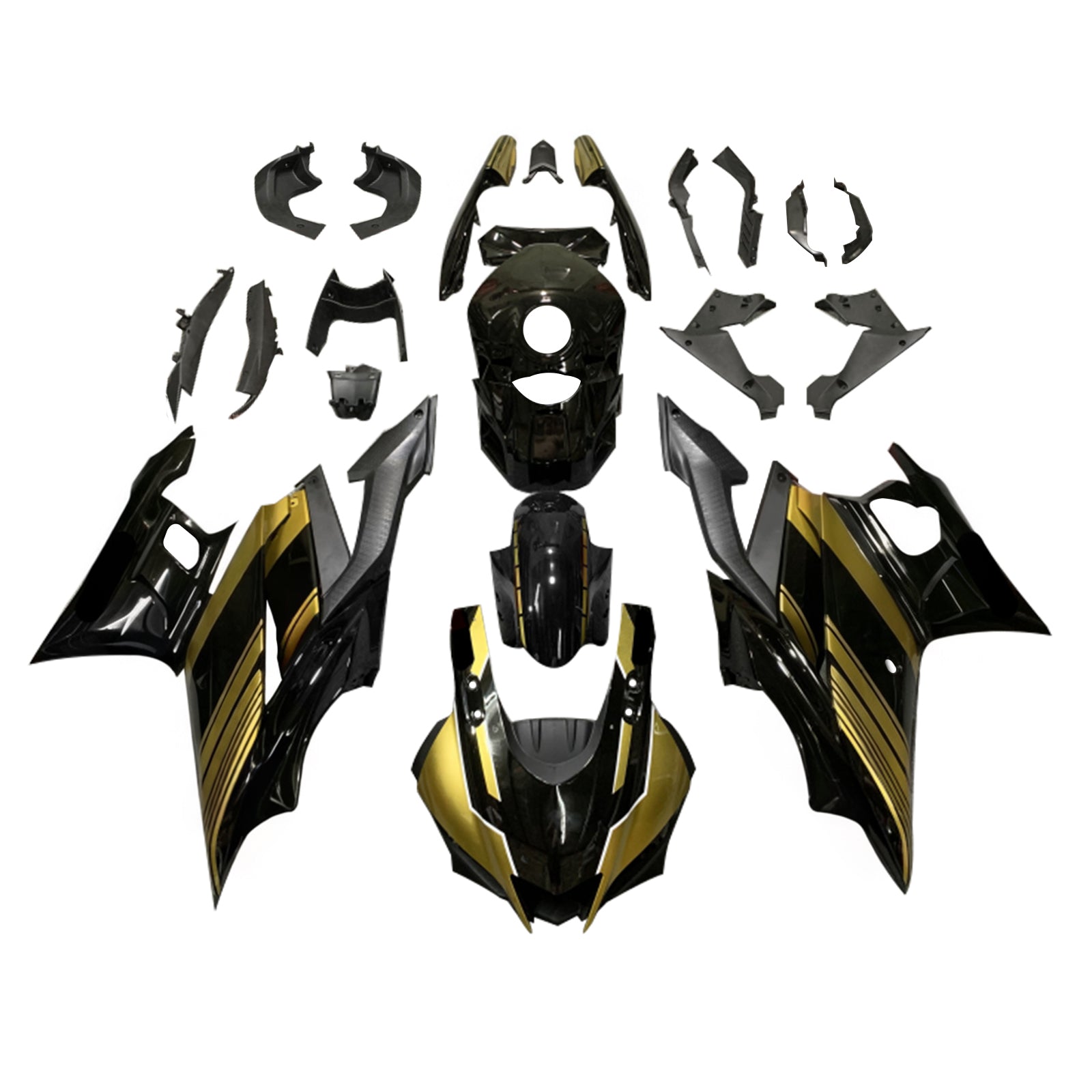 Amotopart Yamaha 2019-2021 YZF R3/YZF R25 Gold & Black Fairing Kit