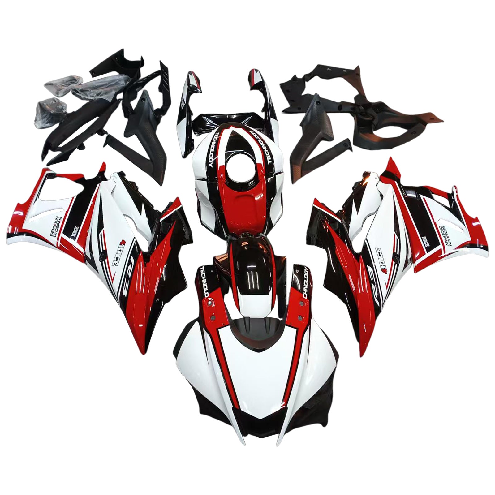 Amotopart Yamaha 2019-2021 YZF R3/YZF R25 Red&Black Style7 Fairing Kit