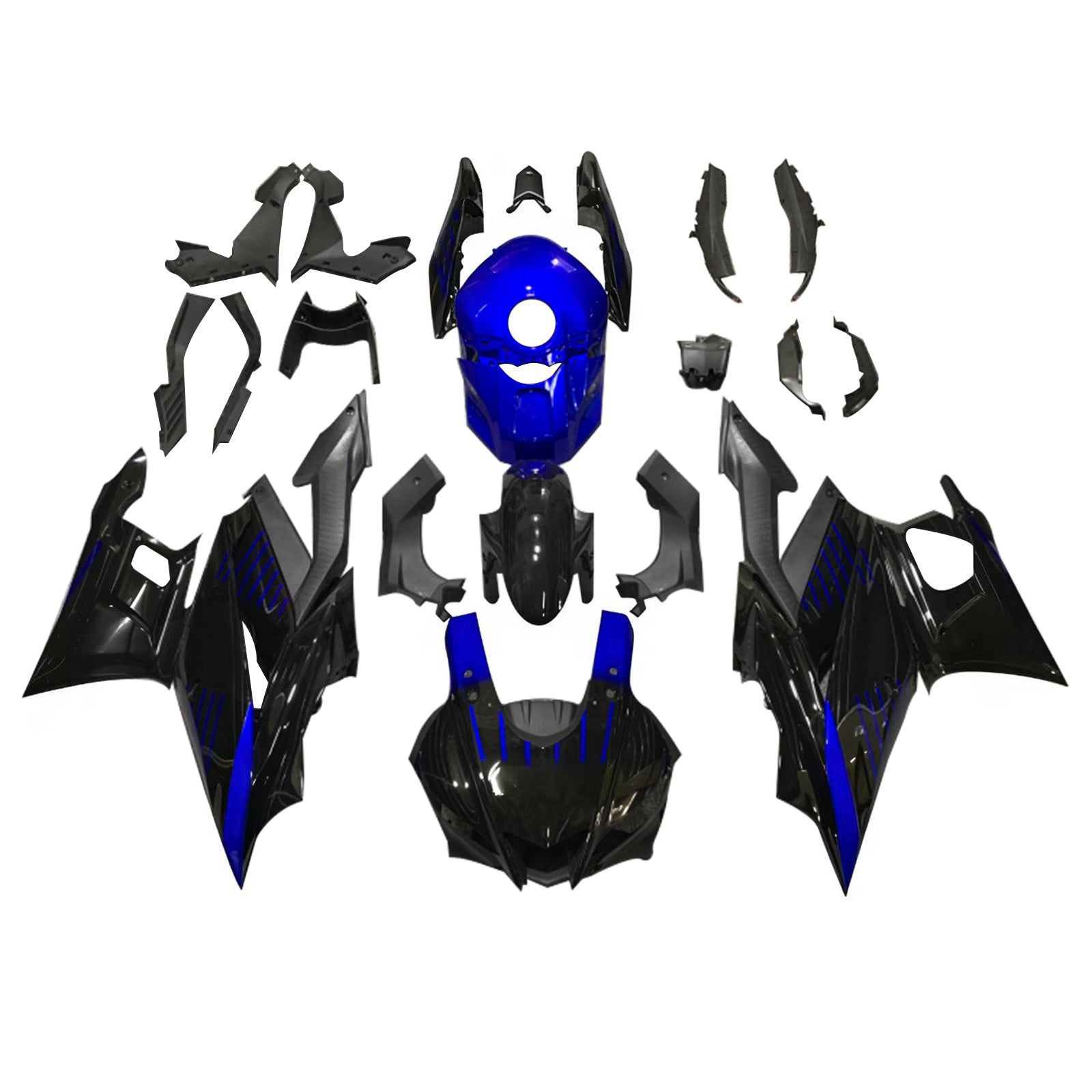 Amotopart ヤマハ 2019-2021 YZF R3/YZF R25 ブラック&ブルー Style9 フェアリングキット