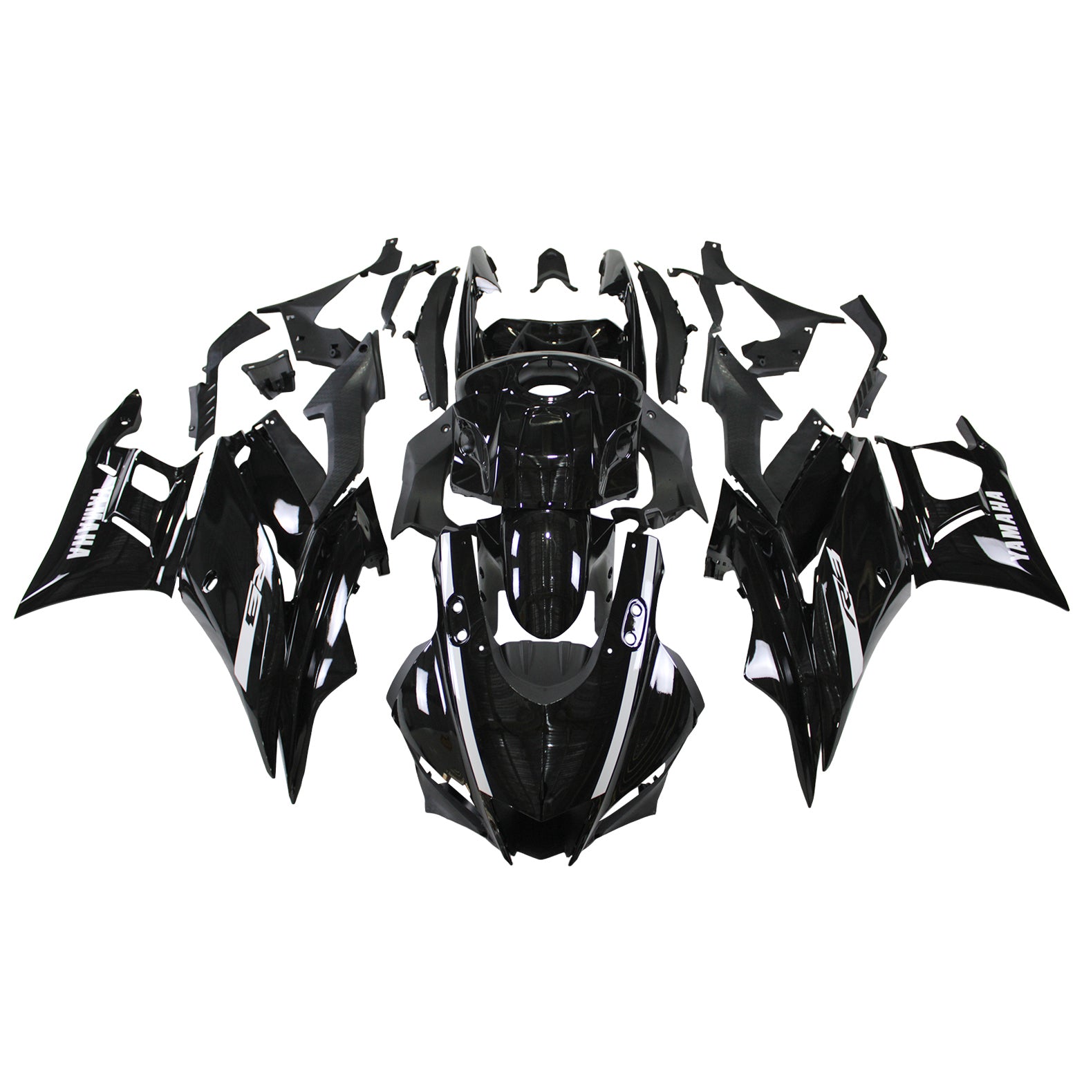 Amotopart Yamaha 2019-2021 YZF R3/YZF R25 Black Style2 Fairing Kit