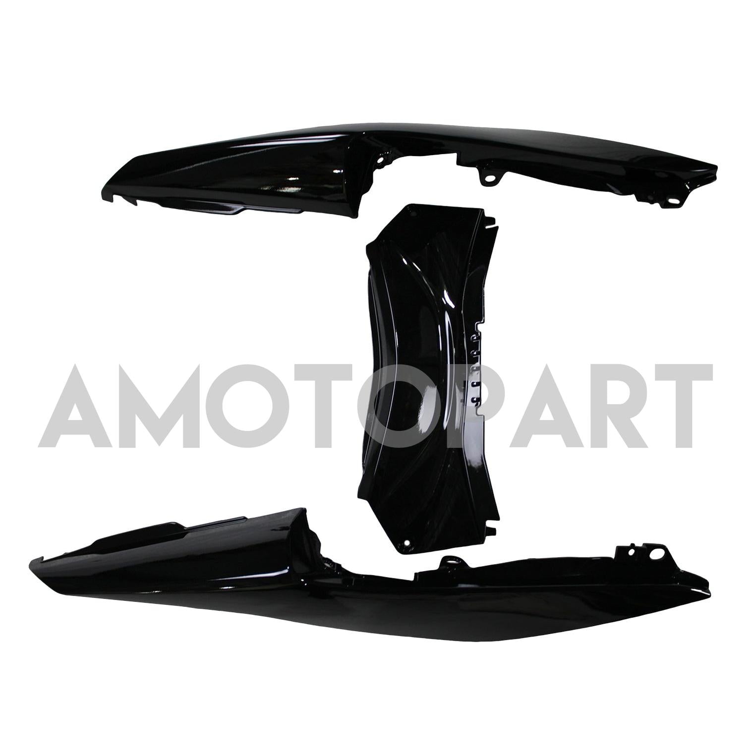 Amotopart 2022-2024 Yamaha YZF-R3 R25 Black with White Accents Fairing Kit