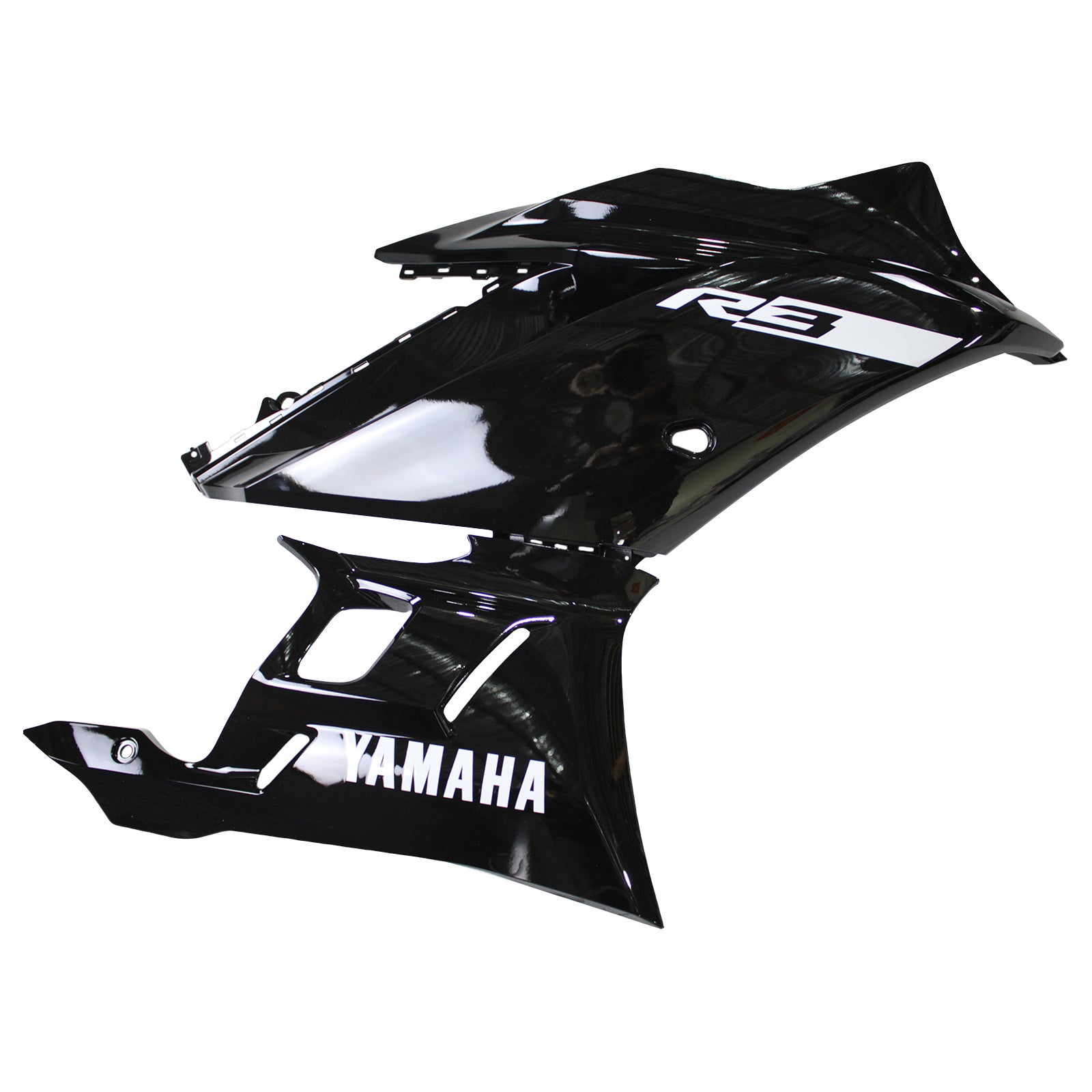 Amotopart 2022-2024 Yamaha YZF-R3 R25 Black with White Accents Fairing Kit