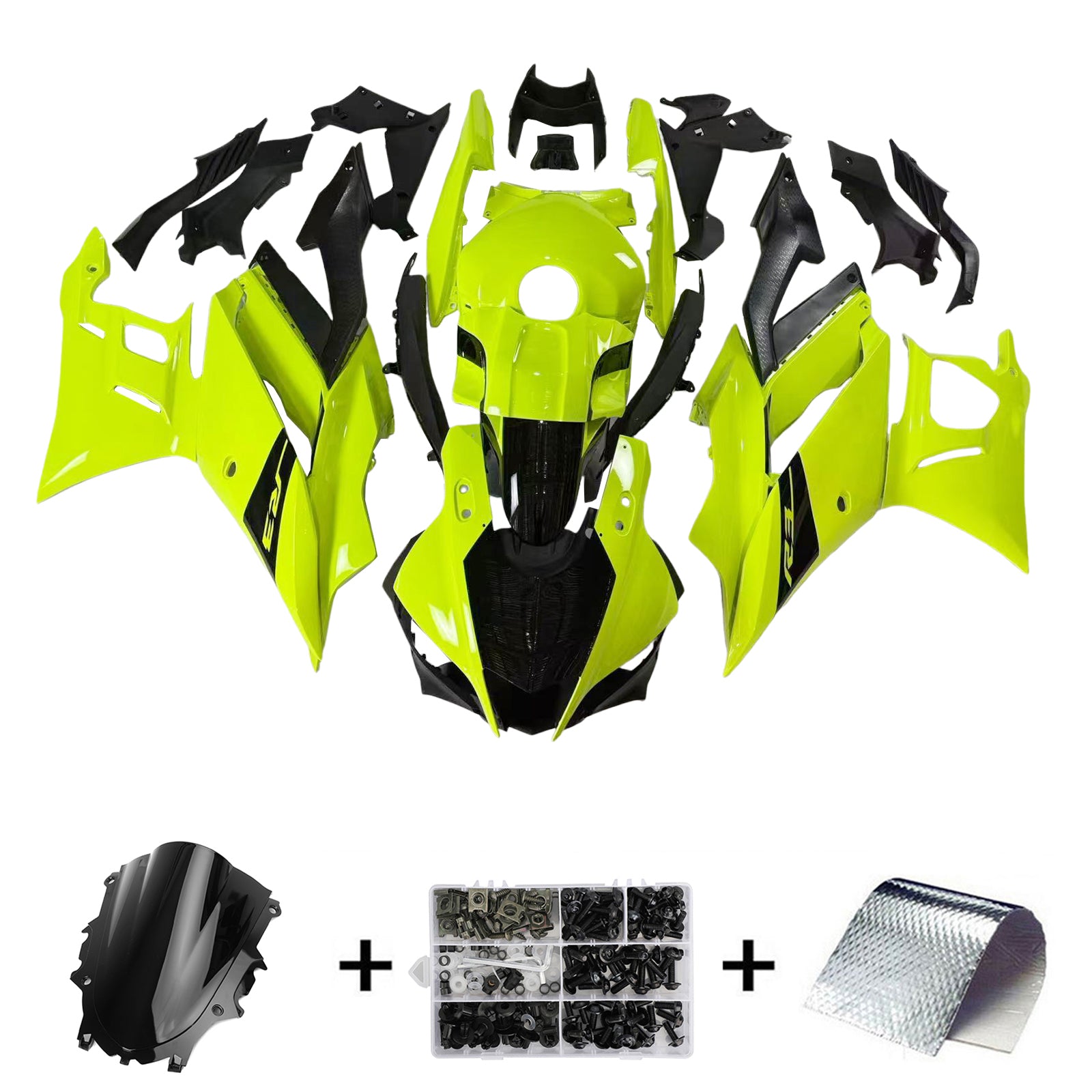 Amotopart Kit carena Yamaha 2019-2021 YZF R3/YZF R25 Giallo e Nero Style4