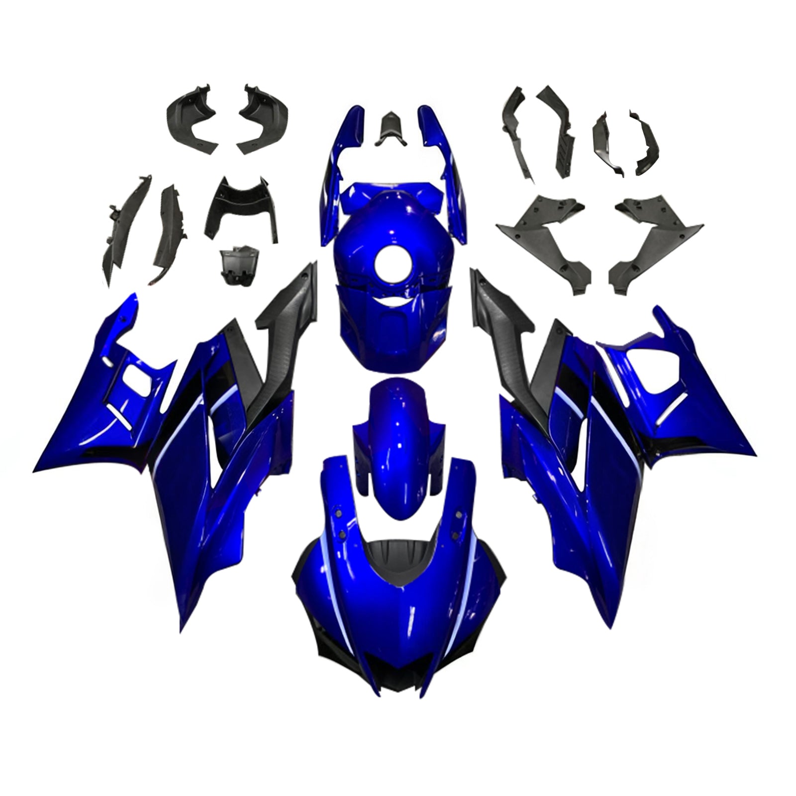 Amotopart Yamaha 2019-2021 YZF R3/YZF R25 Blue with Logo Fairing Kit