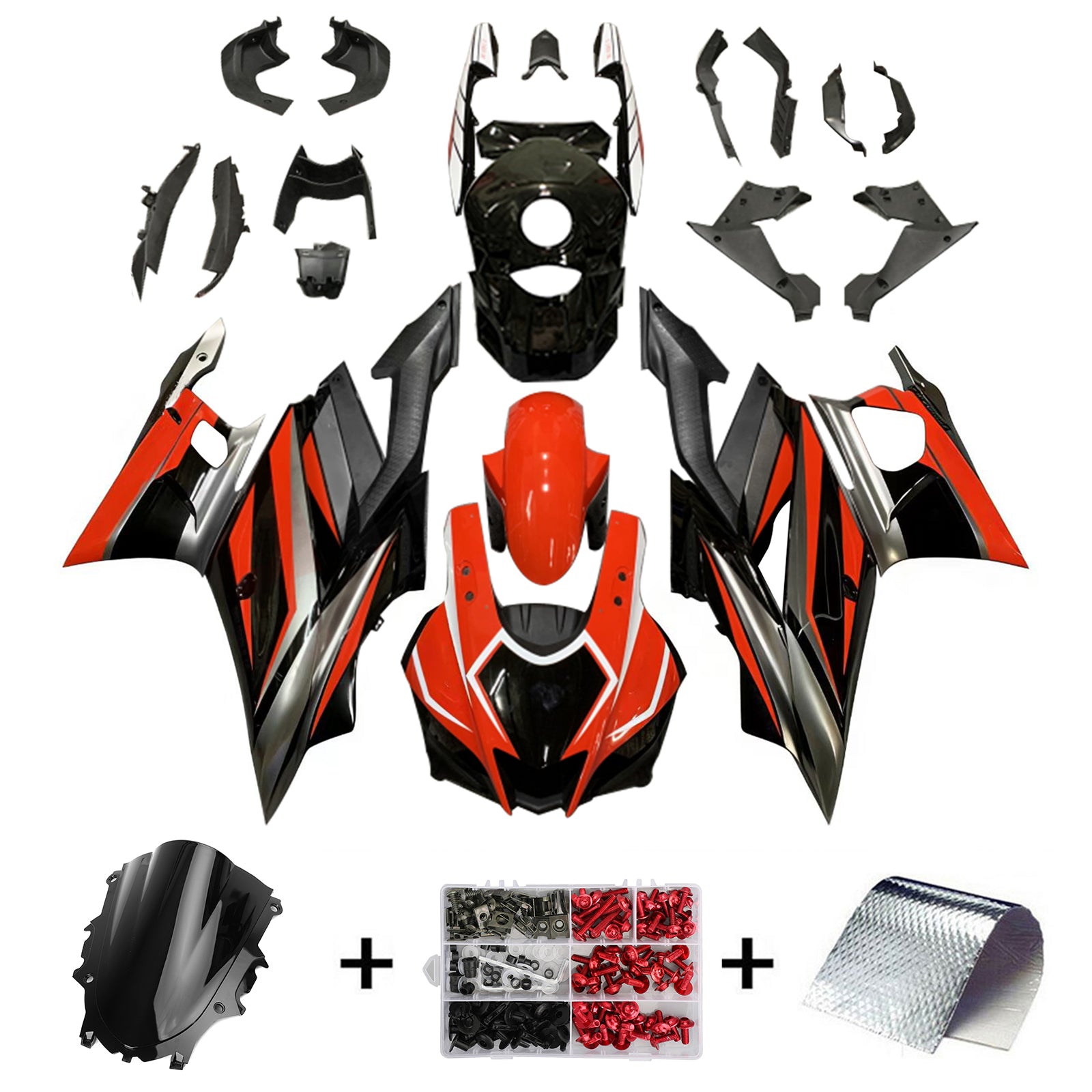 Amotopart Yamaha 2019-2021 YZF R3/YZF R25 Red&Black Style6 Fairing Kit