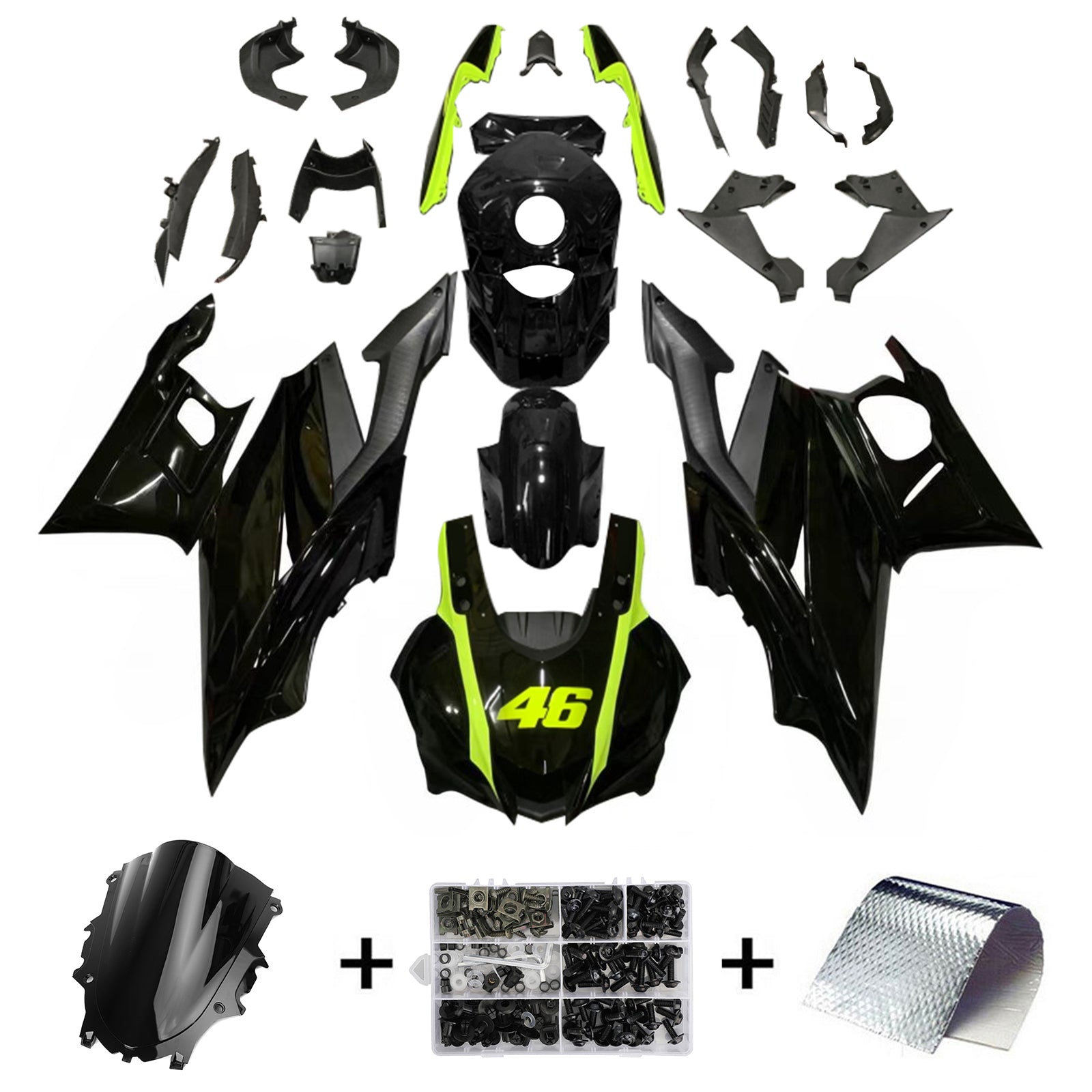 Amotopart Yamaha 2019-2021 YZF R3/YZF R25 Yellow&Black Style3 Fairing Kit