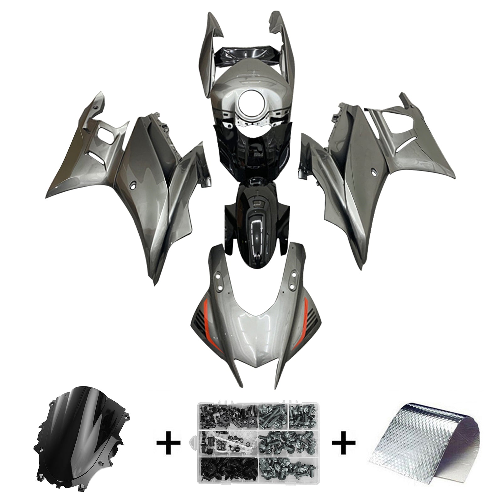Amotopart Yamaha 2019-2021 YZF R3/YZF R25 Kit de carenagem cinza