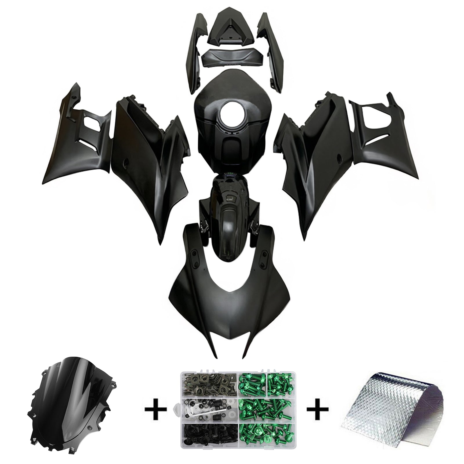 Amotopart Yamaha 2019-2021 YZF R3/YZF R25 Black Style3 Fairing Kit