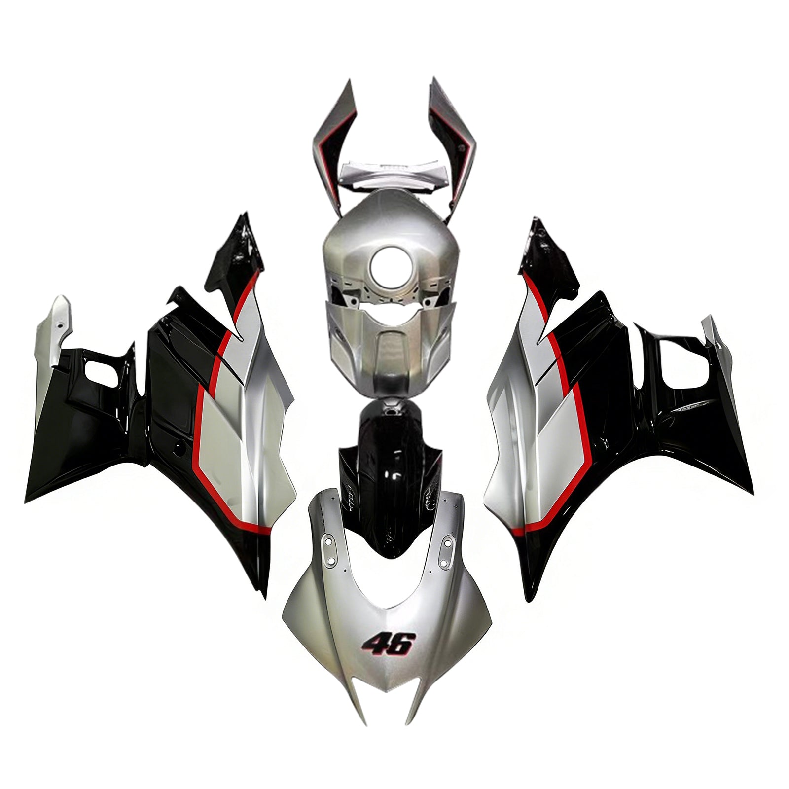 Amotopart Yamaha 2019-2021 YZF R3/YZF R25 Black&Grey Style1 Fairing Kit