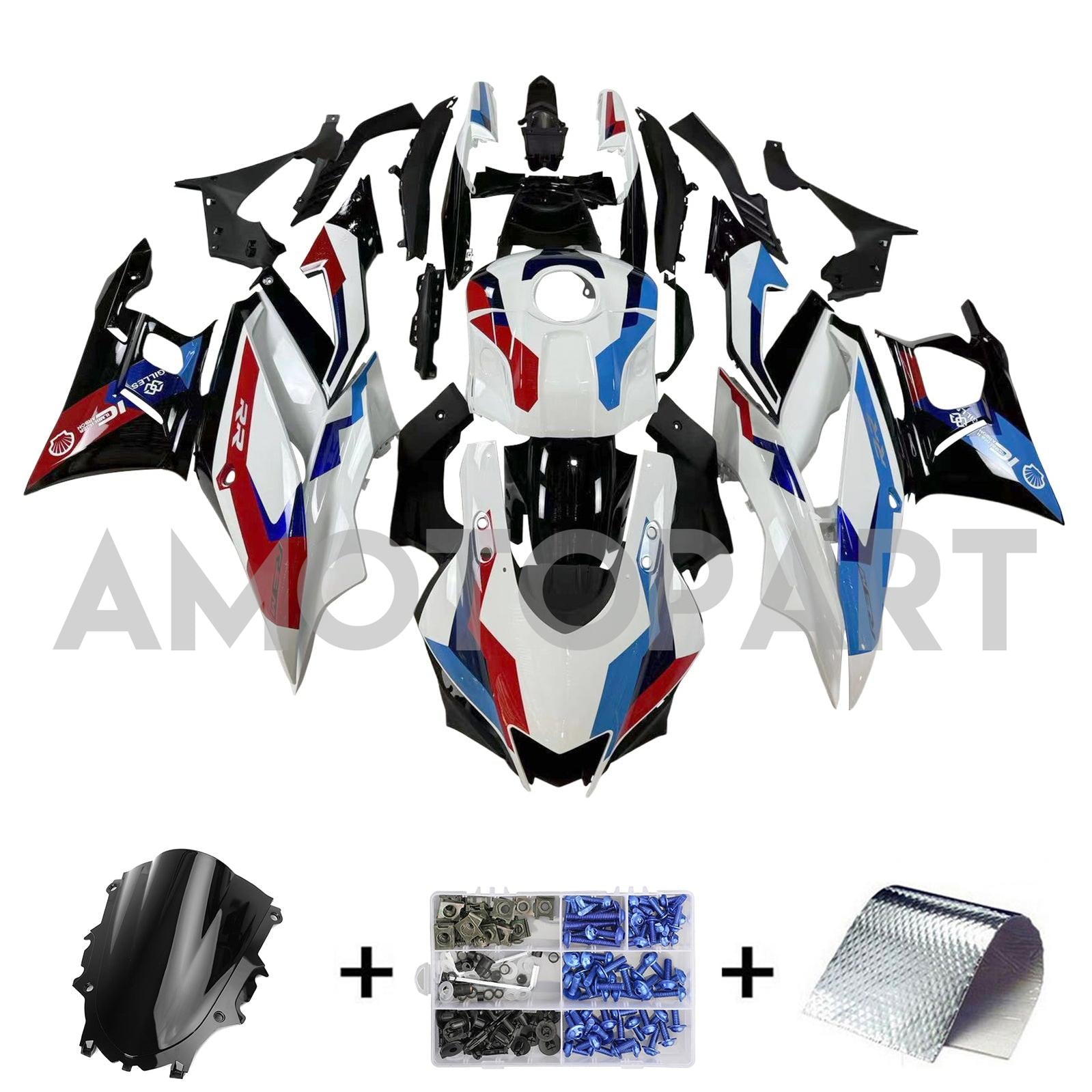 Amotopart 2022-2024 Yamaha YZF-R3 R25 Blue&Red Fairing Kit