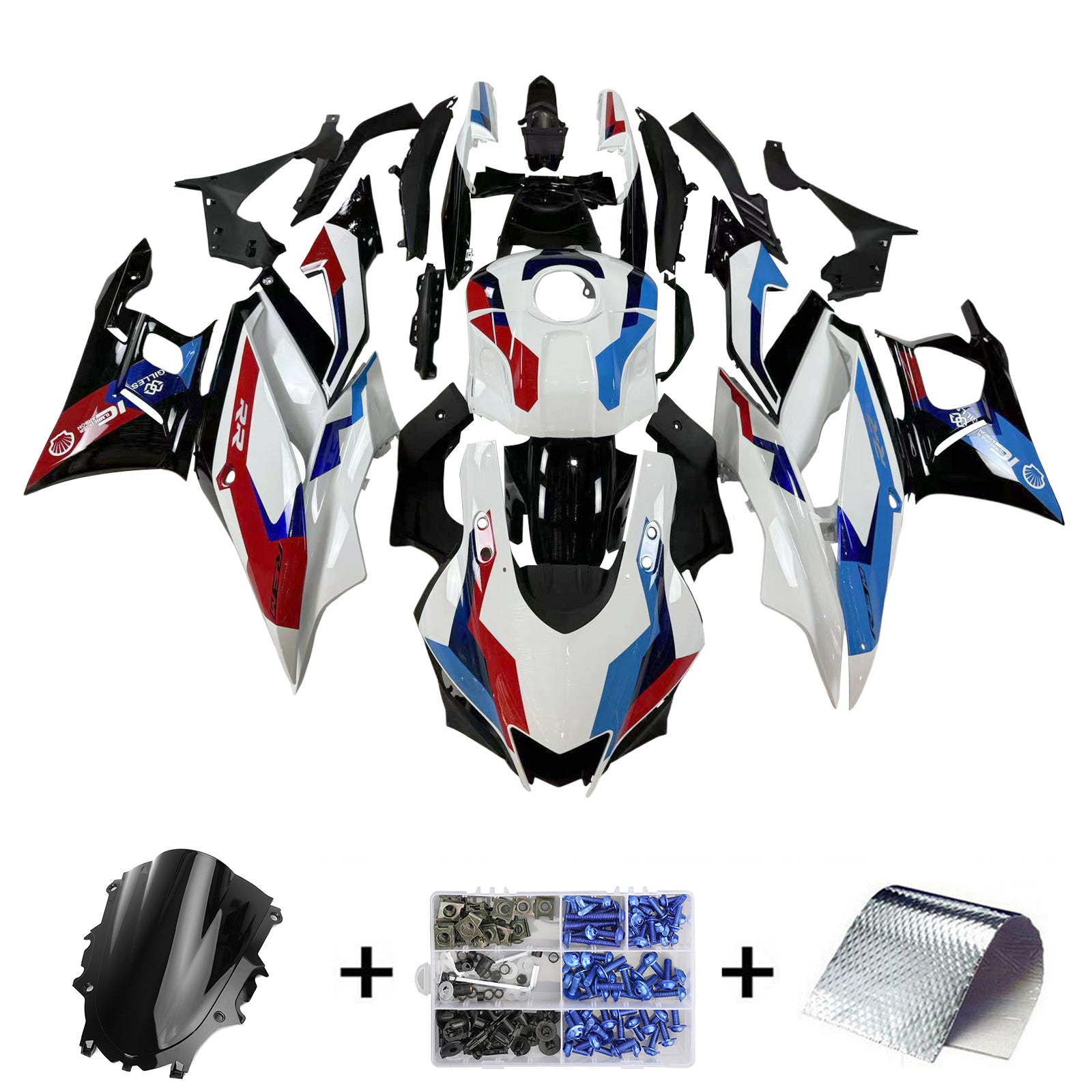 Amotopart 2022-2024 Yamaha YZF-R3 R25 Kit de carénage bleu et rouge