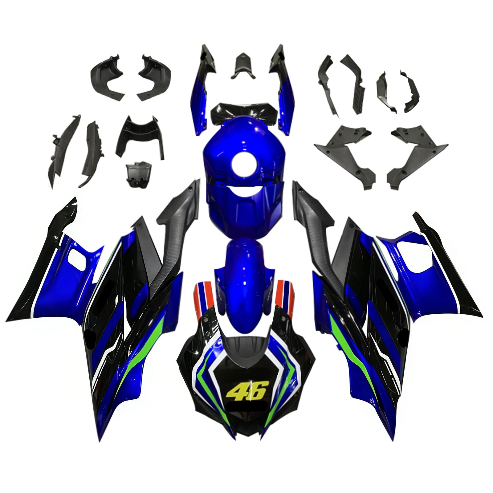 Amotopart Yamaha 2019-2021 YZF R3/YZF R25 Kit de carenado negro y azul Style8