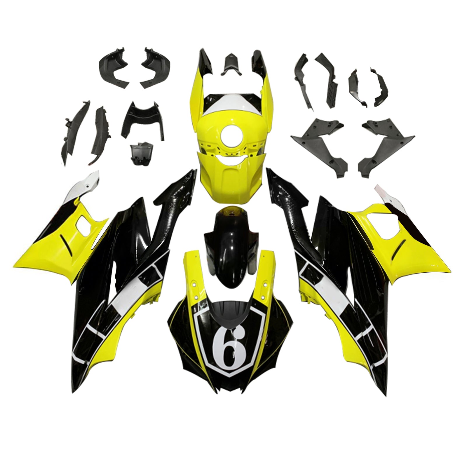 Amotopart Yamaha 2019–2021 YZF R3/YZF R25 Gelb&Schwarzes Style2 Verkleidungsset
