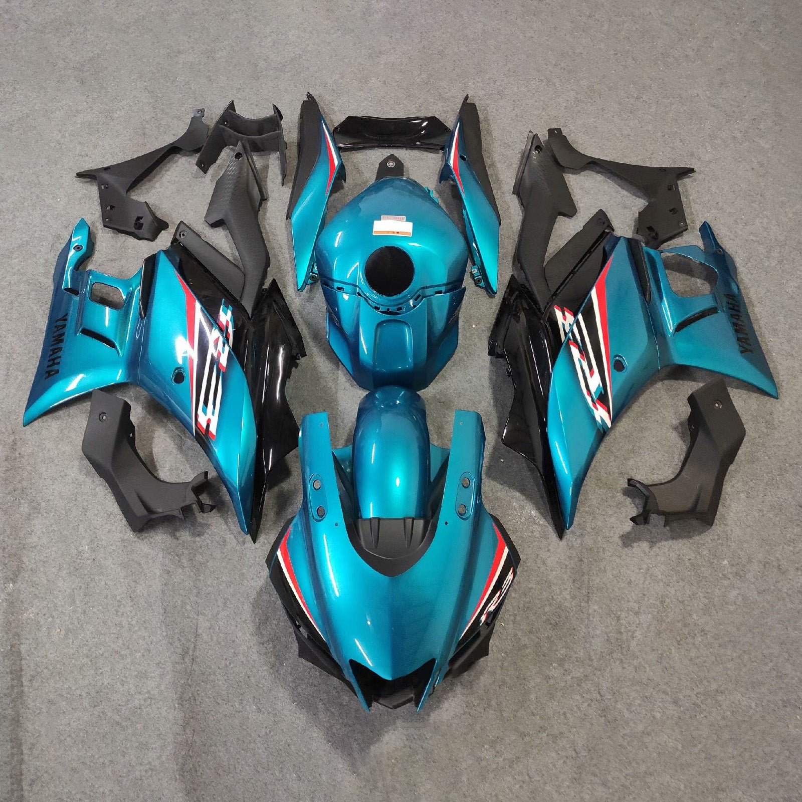 Amotopart 2019-2021 Yamaha YZF-R3 R25 Black Blue Fairing Kit