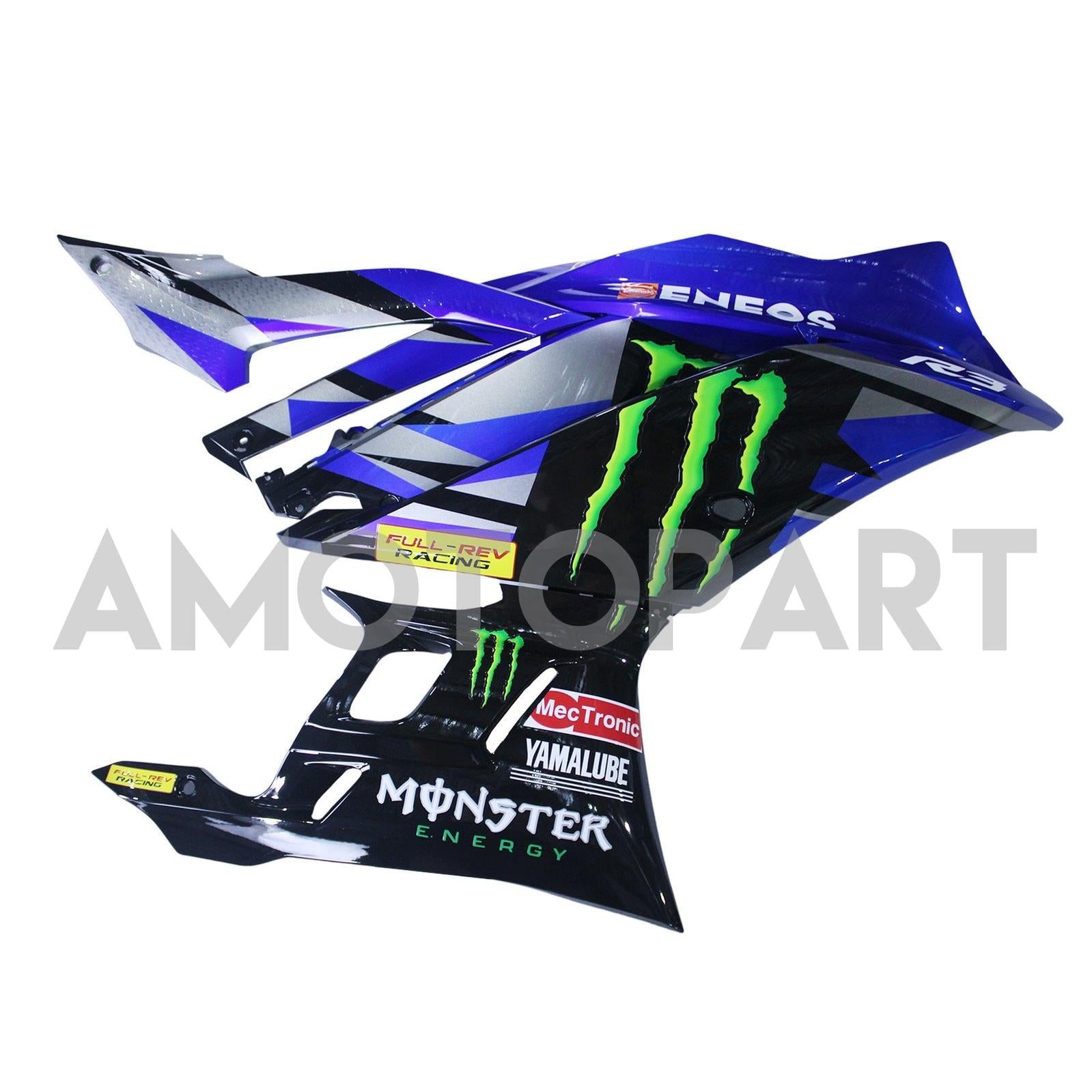 Amotopart 2019-2021 Yamaha YZF-R3 R25 Blue Black Fairing Kit