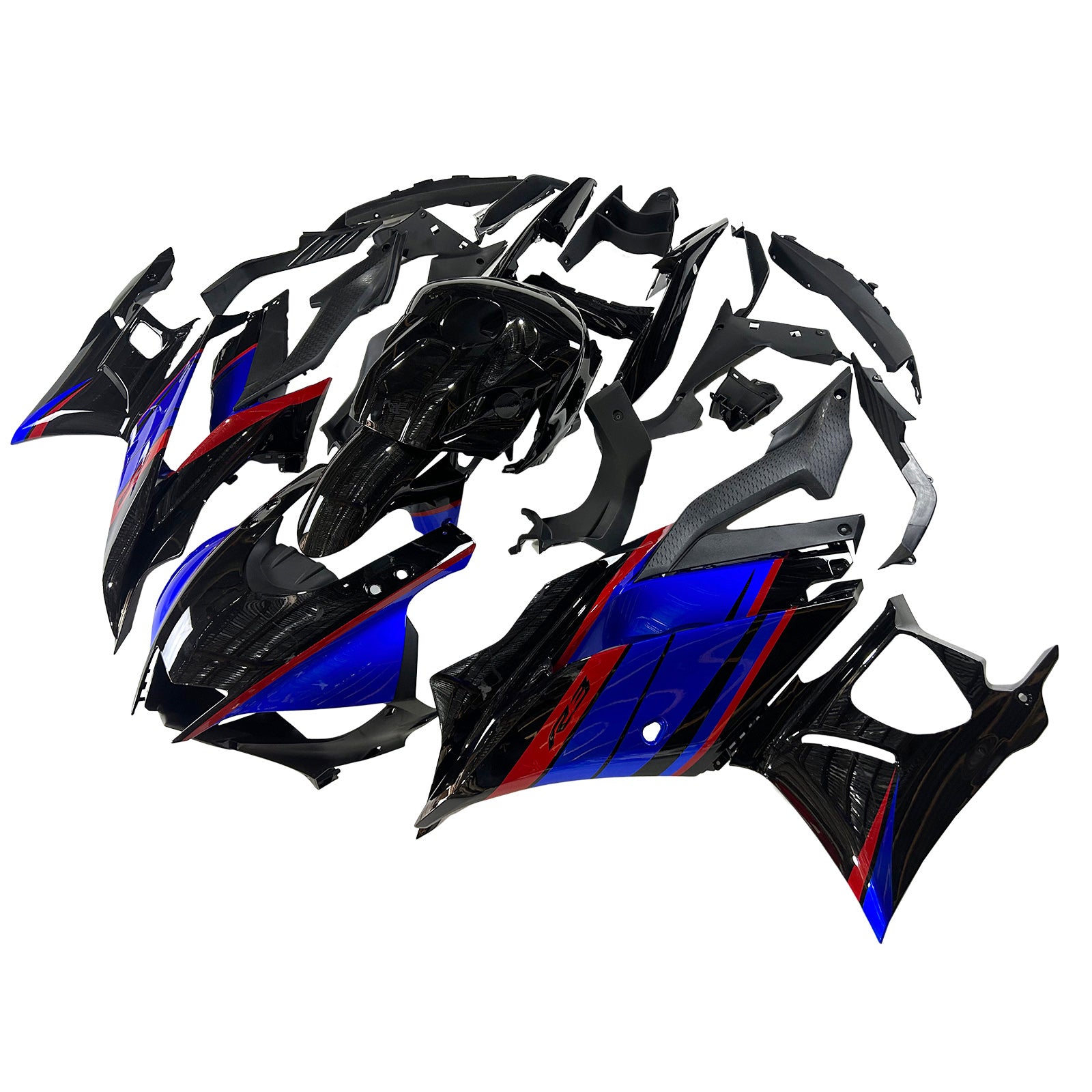 Amotopart 2019-2021 Yamaha YZF-R3 R25 Black Red Blue Fairing Kit