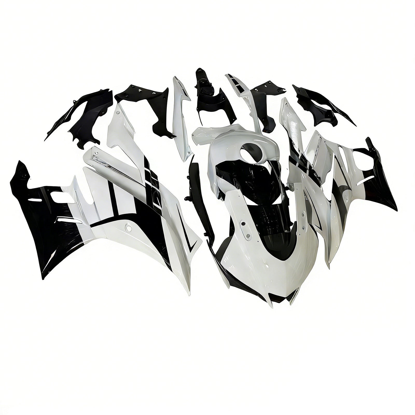 Amotopart 2019-2021 YAMAHA YZF-R3 R25 Glossy Black White Fairing Kit