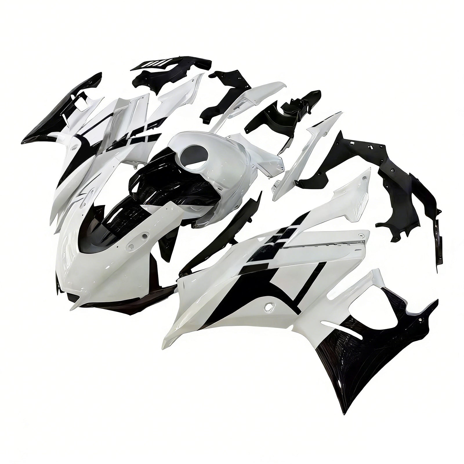 Amotopart 2019-2021 YAMAHA YZF-R3 R25 Glossy Black White Fairing Kit