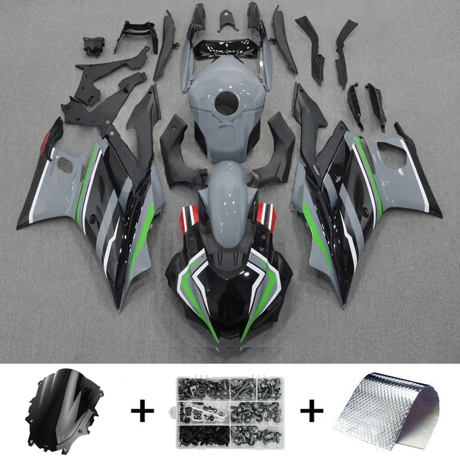 Amotopart 2019-2021 Yamaha YZF-R3 R25 Black Grey Fairing Kit