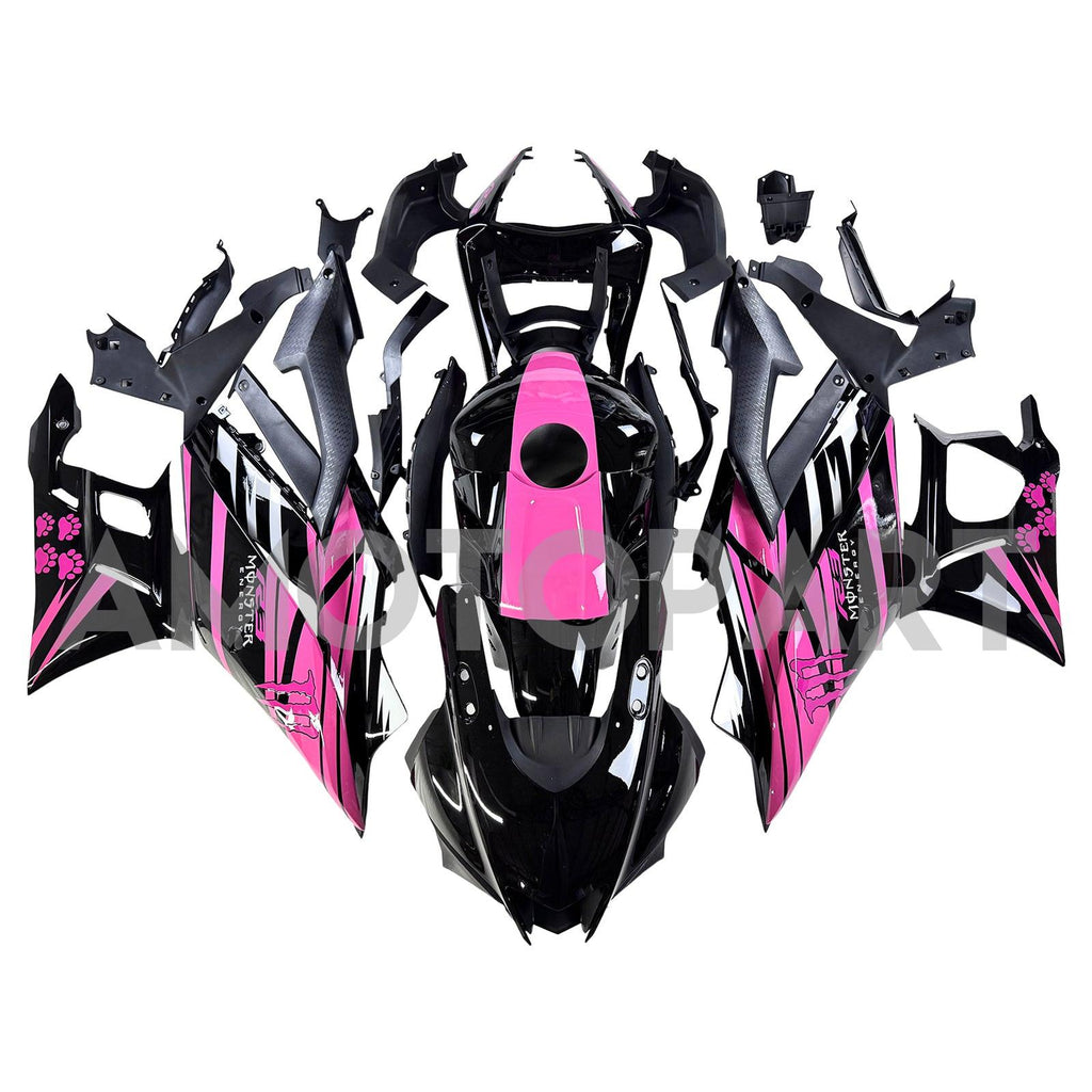 Amotopart 2019-2021 Yamaha YZF-R3 R25 Black Pink Fairing Kit