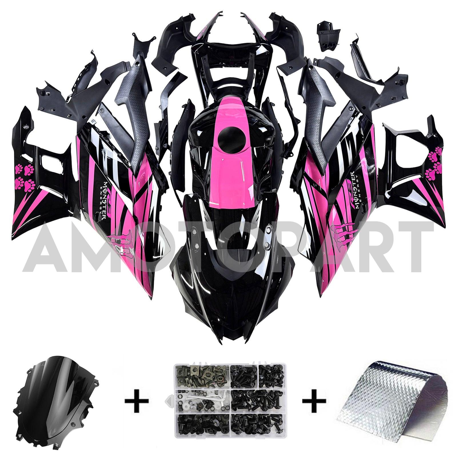 AMOTOPT 2019-2021 YAMAHA YZF-R3 R25 BLACK Pink Fairing Kit