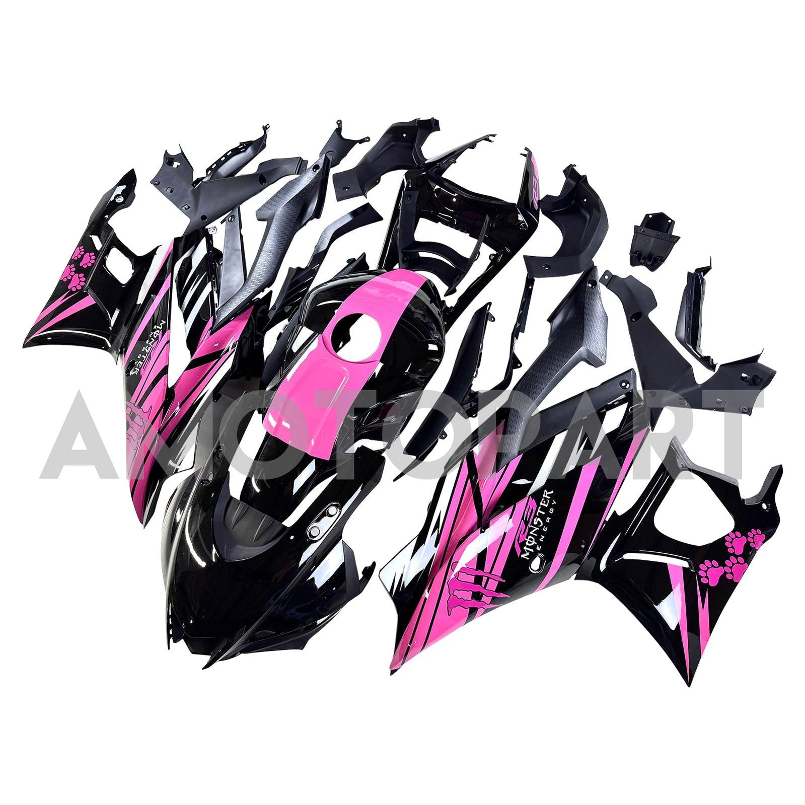 Amotopart 2019-2021 Yamaha YZF-R3 R25 Black Pink Fairing Kit